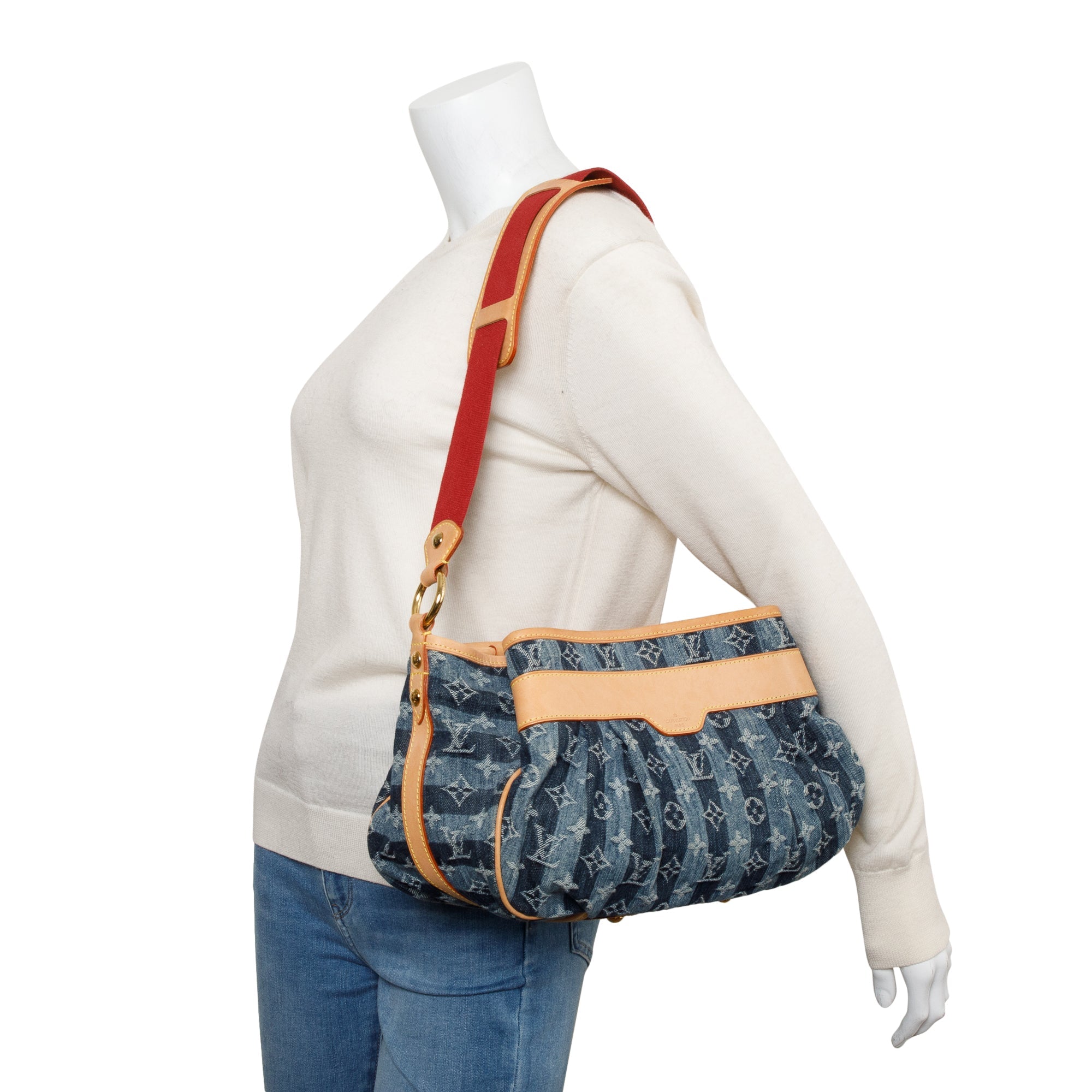 Louis Vuitton Blue Monogram Denim Raye Porte Espaule MM