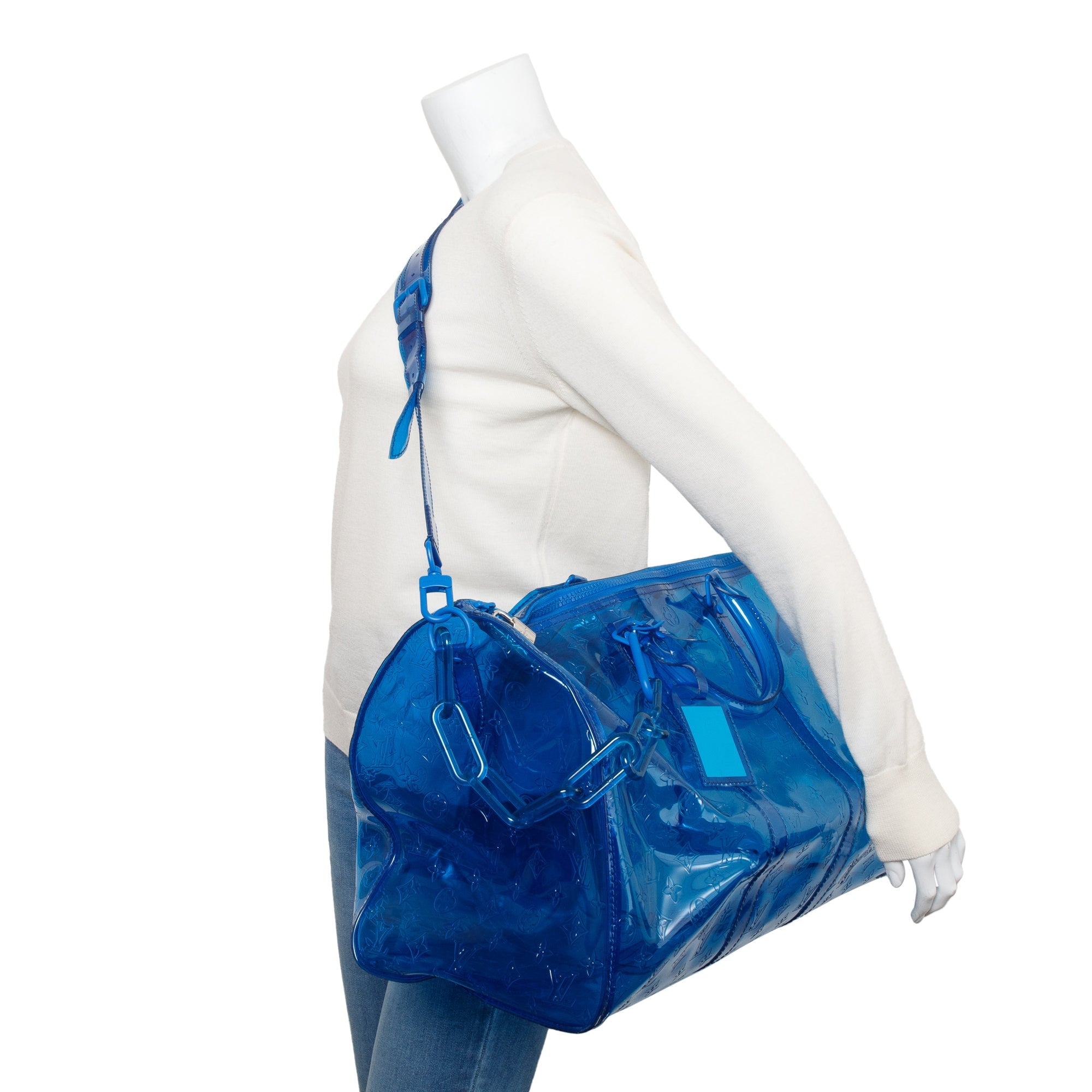 Louis Vuitton Blue Monogram Prism Keepall Bandouliere 50