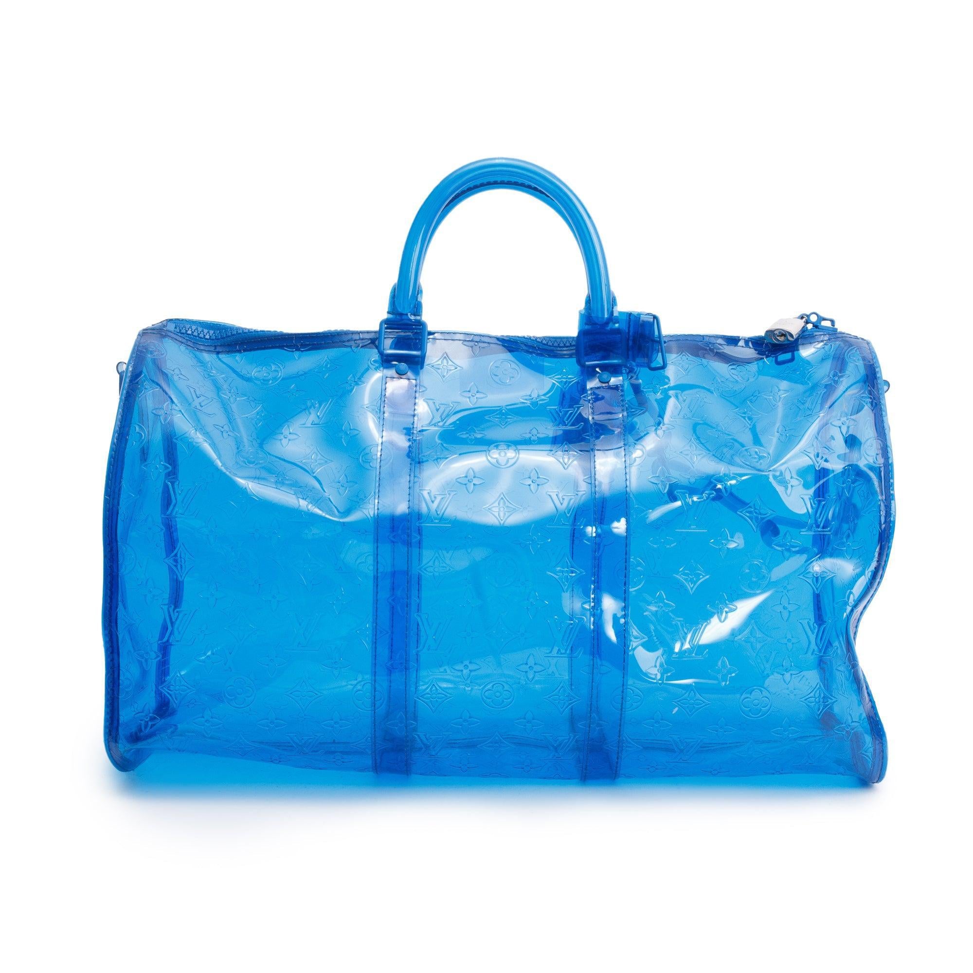 Louis Vuitton Blue Monogram Prism Keepall Bandouliere 50