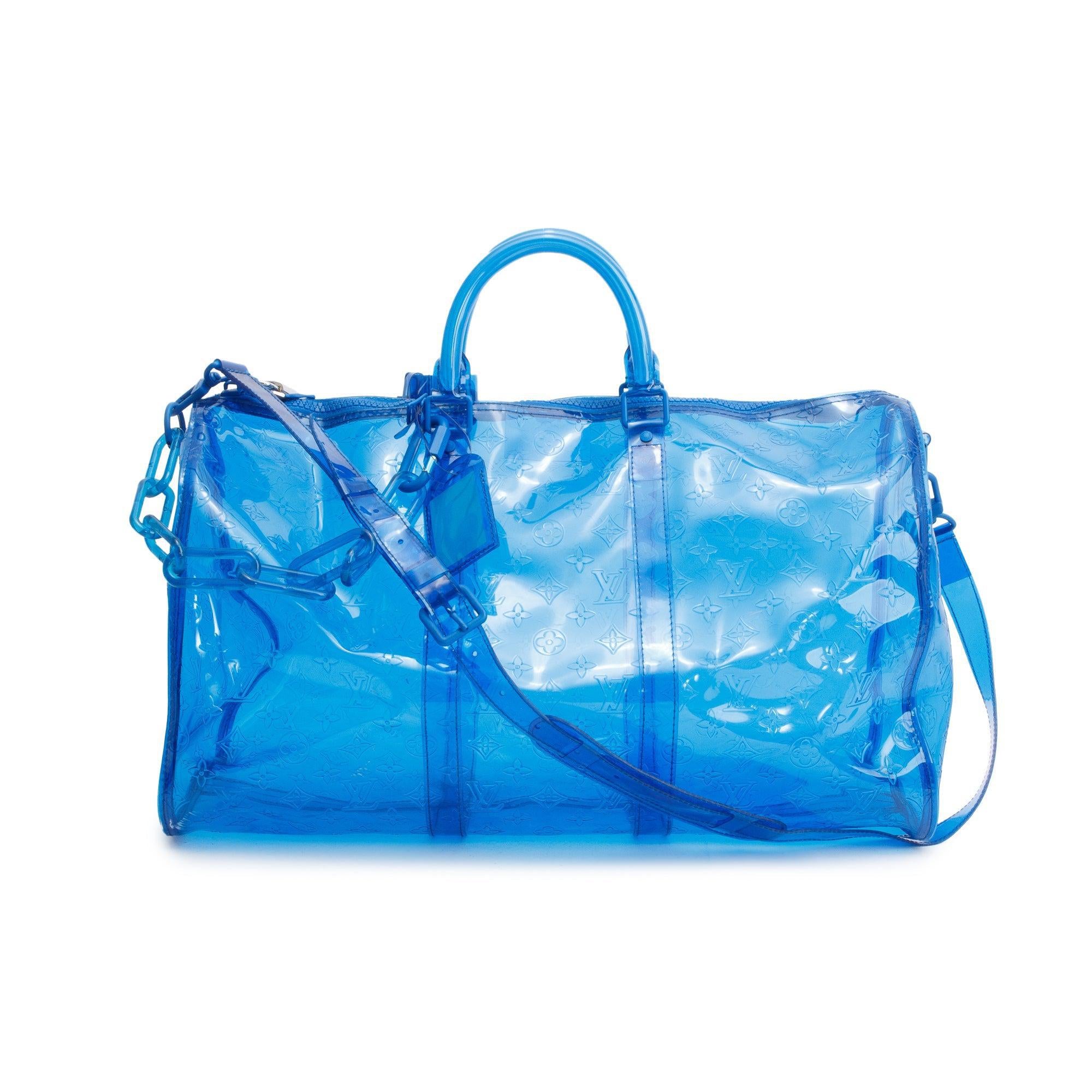 Louis Vuitton Blue Monogram Prism Keepall Bandouliere 50