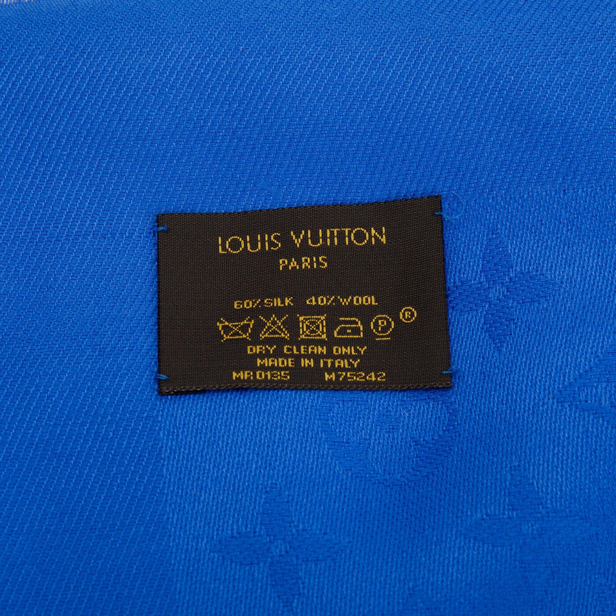 Louis Vuitton Blue Monogram Silk/Wool Shawl Scarf