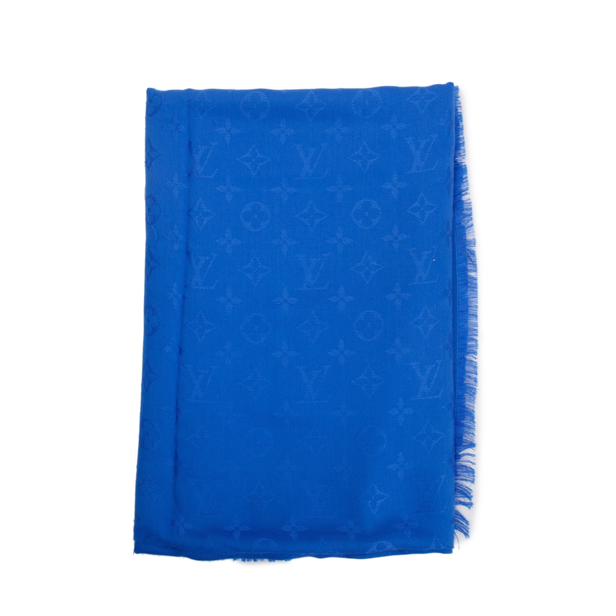 Louis Vuitton Blue Monogram Silk/Wool Shawl Scarf