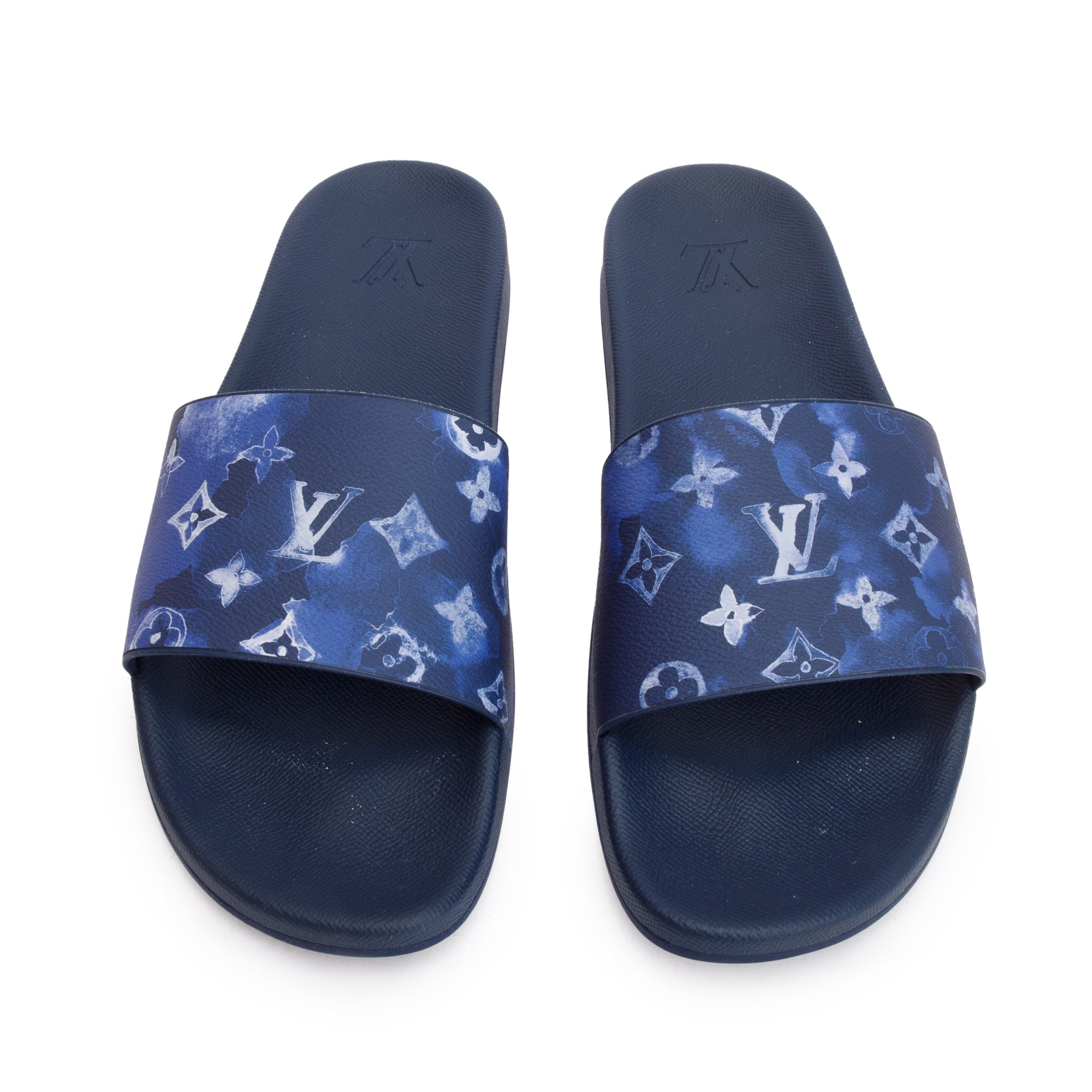 Louis Vuitton Blue Monogram Watercolor Waterfront Mule Slides, Size 12