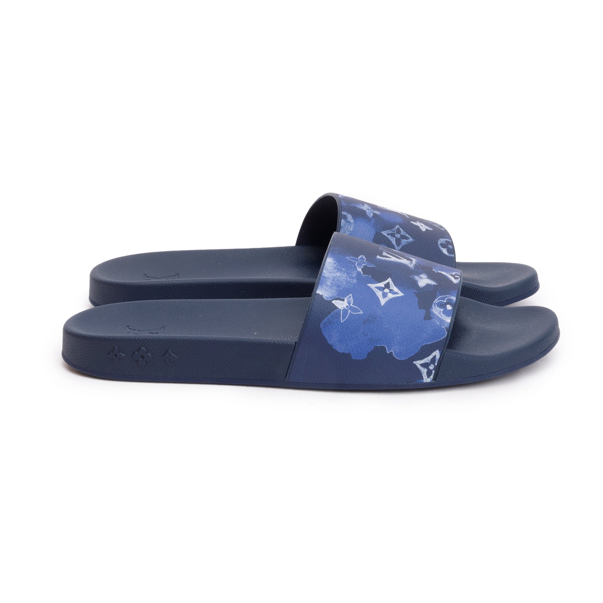 Louis Vuitton Blue Monogram Watercolor Waterfront Mule Slides, Size 12