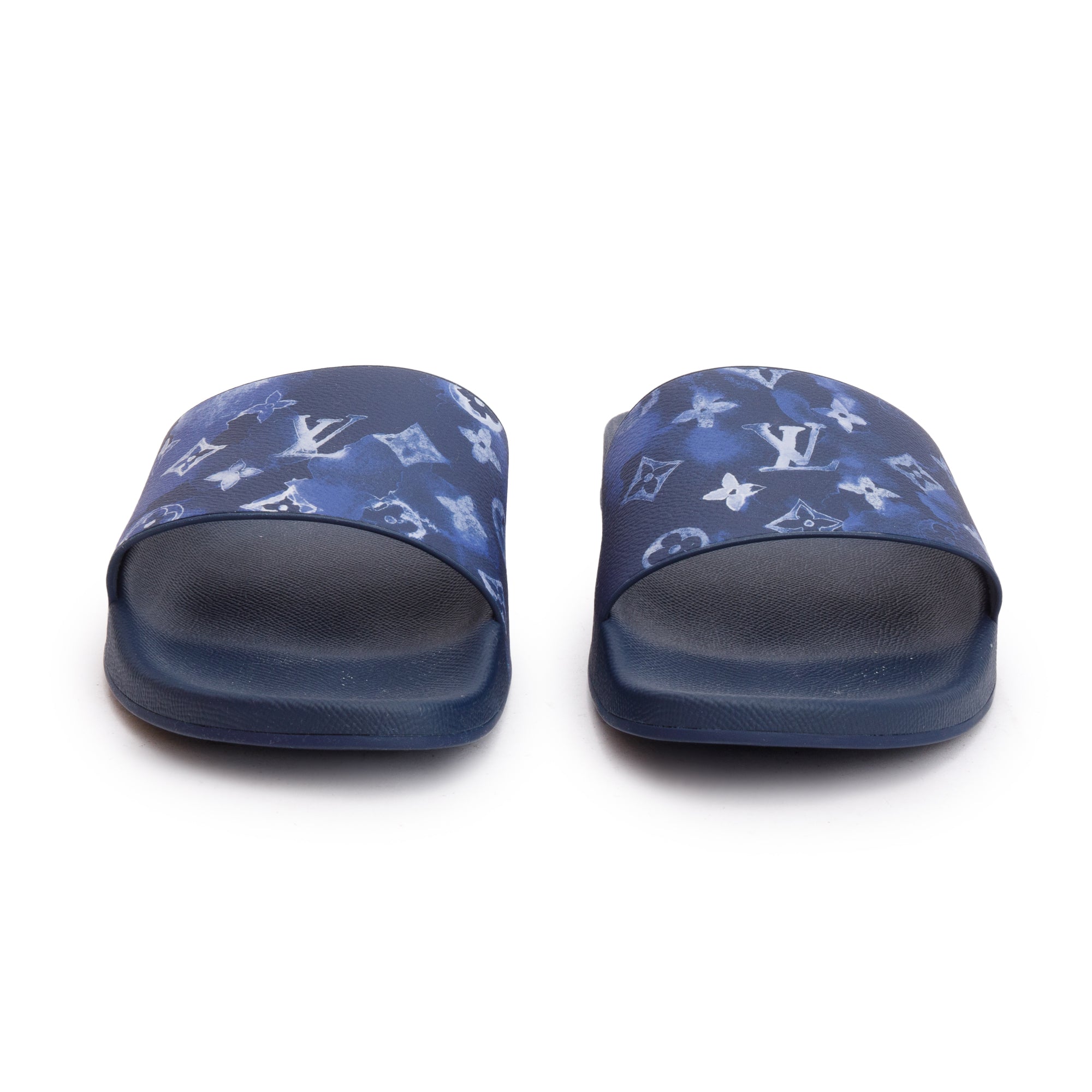 Louis Vuitton Blue Monogram Watercolor Waterfront Mule Slides, Size 12