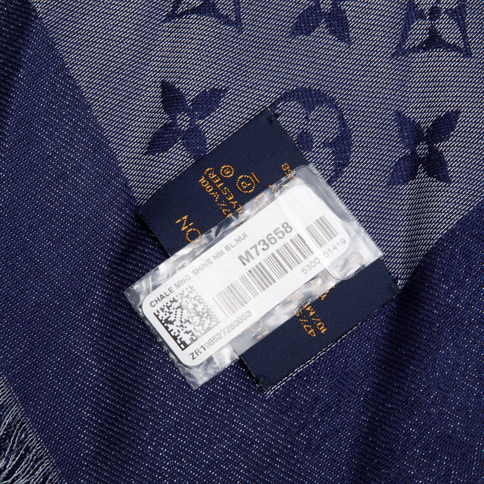 Louis Vuitton Blue/Grey Monogram Shine Shawl Scarf
