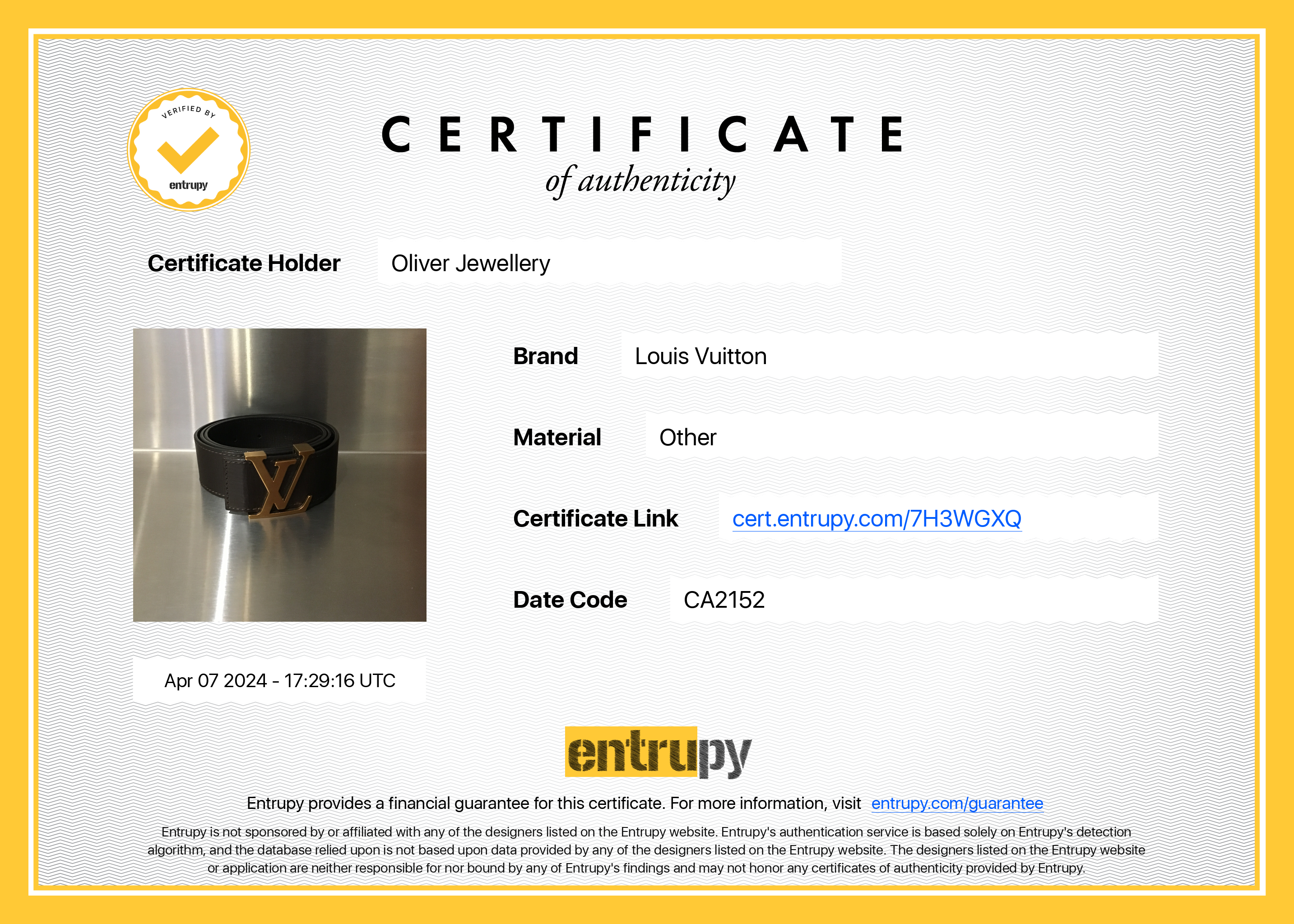 Louis Vuitton Brown Leather LV Initiales 40 MM Utah Belt, Size 90 38