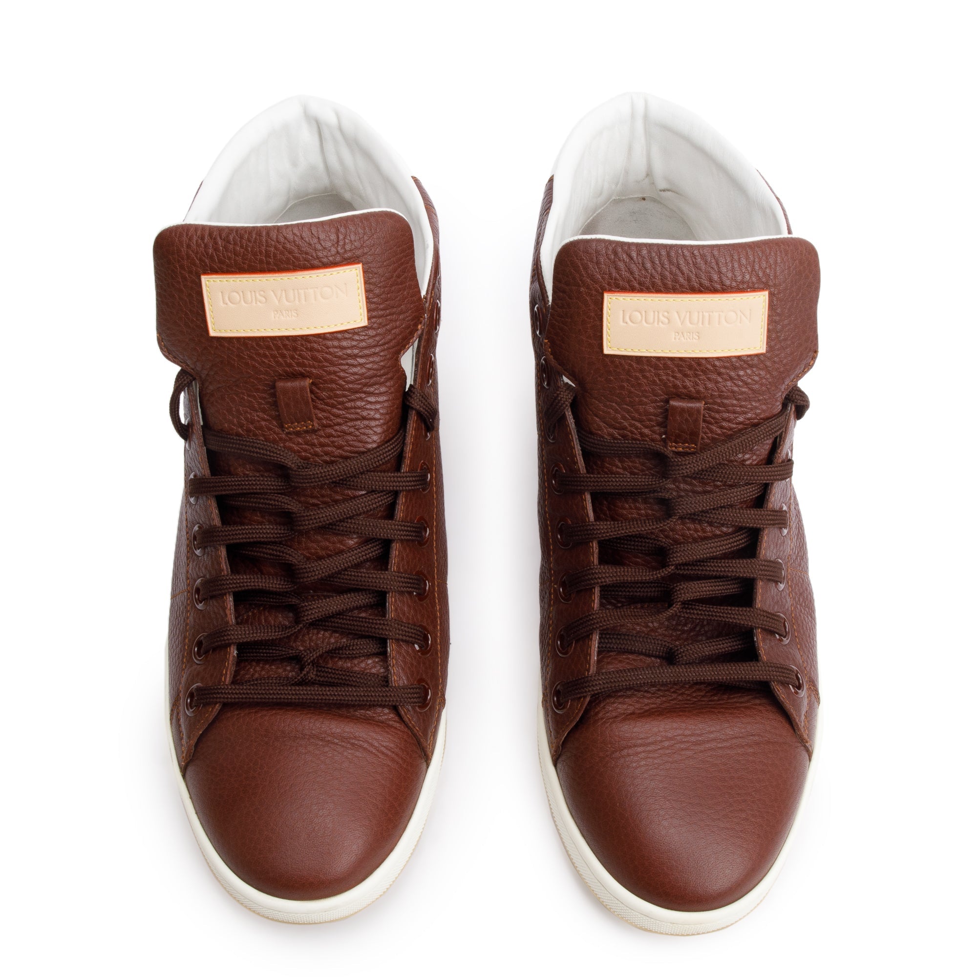 Louis Vuitton Brown Leather Surfside High-Top Sneakers, Size 8 w/ Box