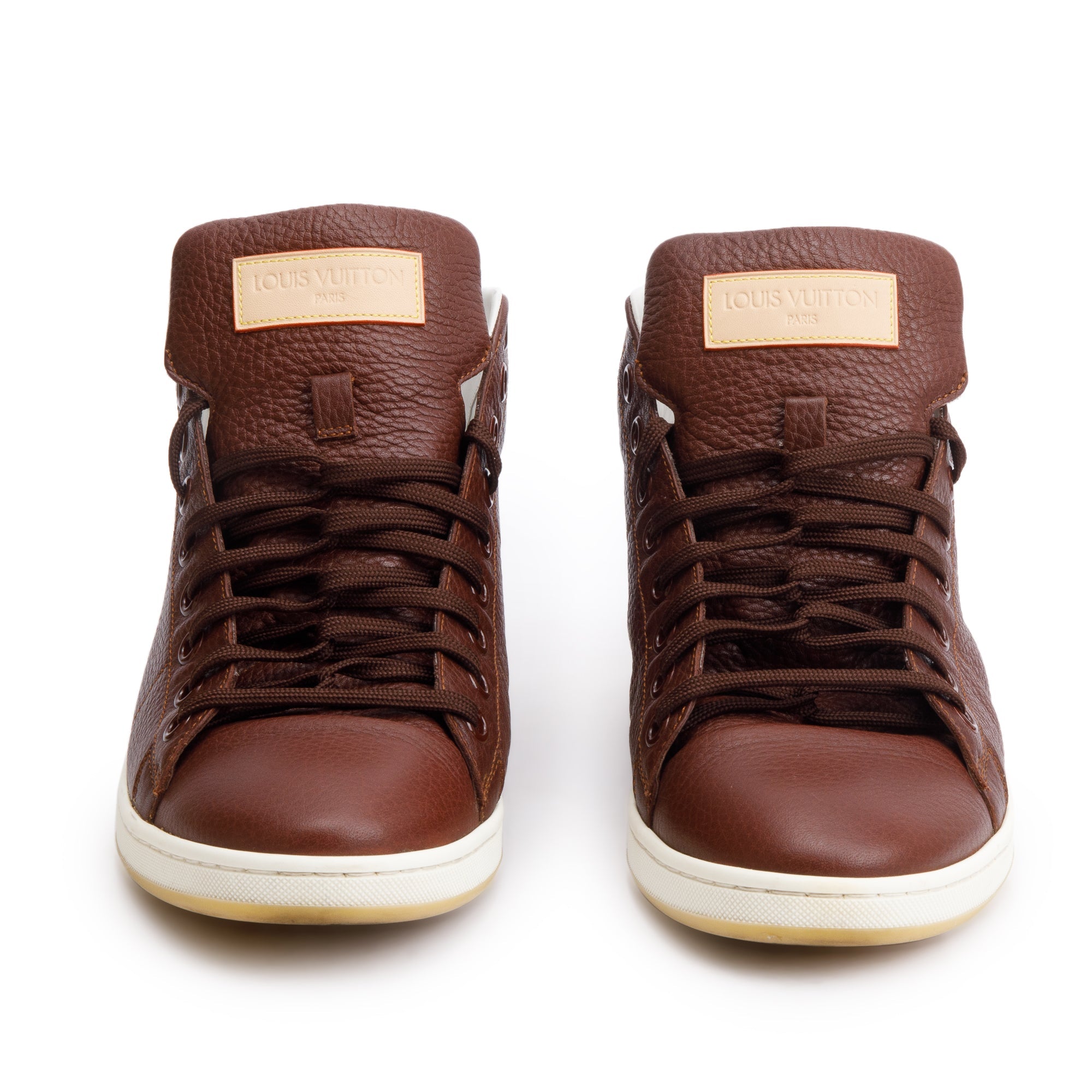 Louis Vuitton Brown Leather Surfside High-Top Sneakers, Size 8 w/ Box