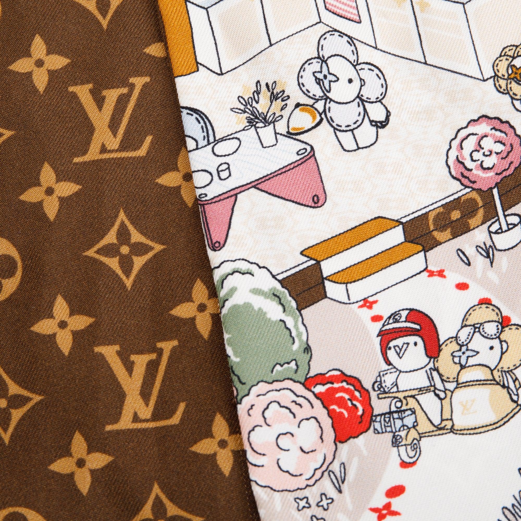 Louis Vuitton Brown Monogram & Multicolour Silk Vivienne World Bandeau