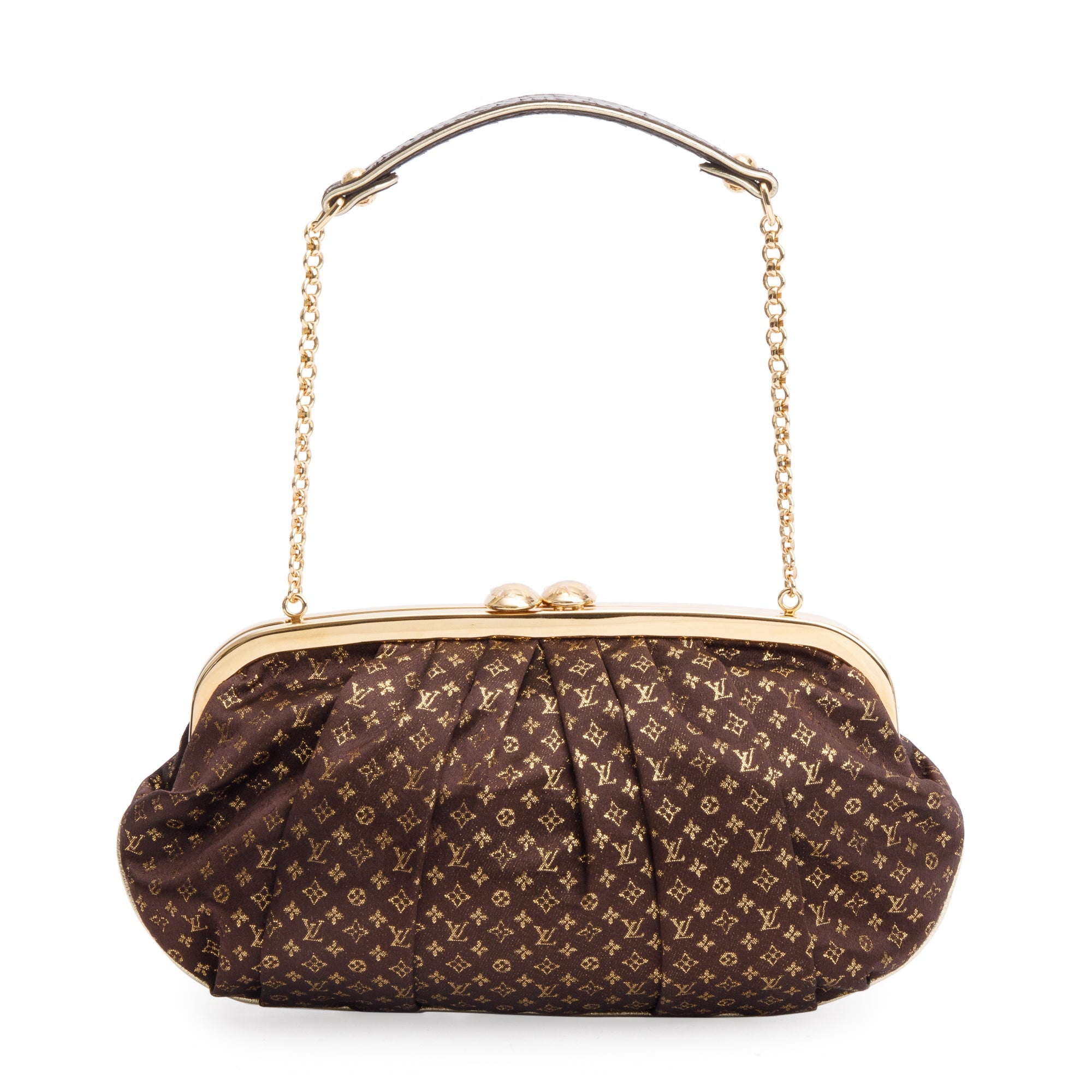 Louis Vuitton Brown Monogram Satin Aumoniere Clutch