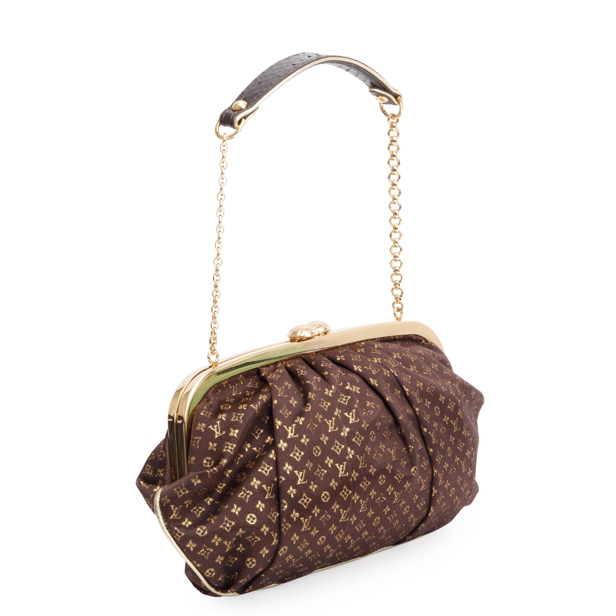 Louis Vuitton Brown Monogram Satin Aumoniere Clutch