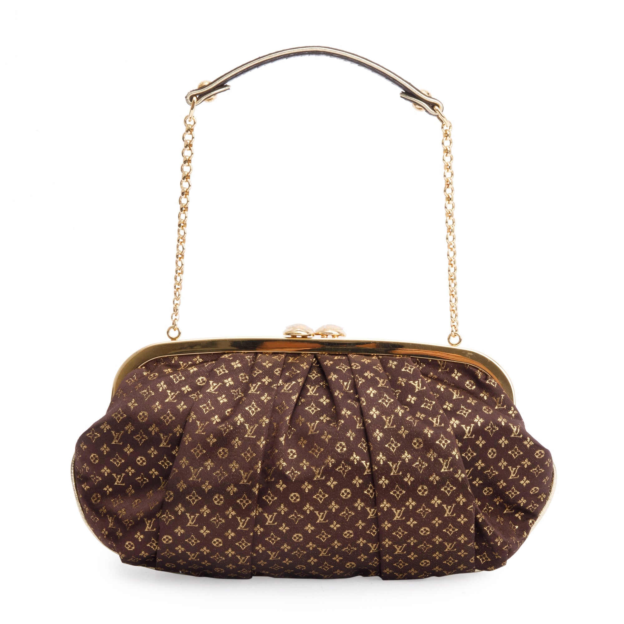 Louis Vuitton Brown Monogram Satin Aumoniere Clutch