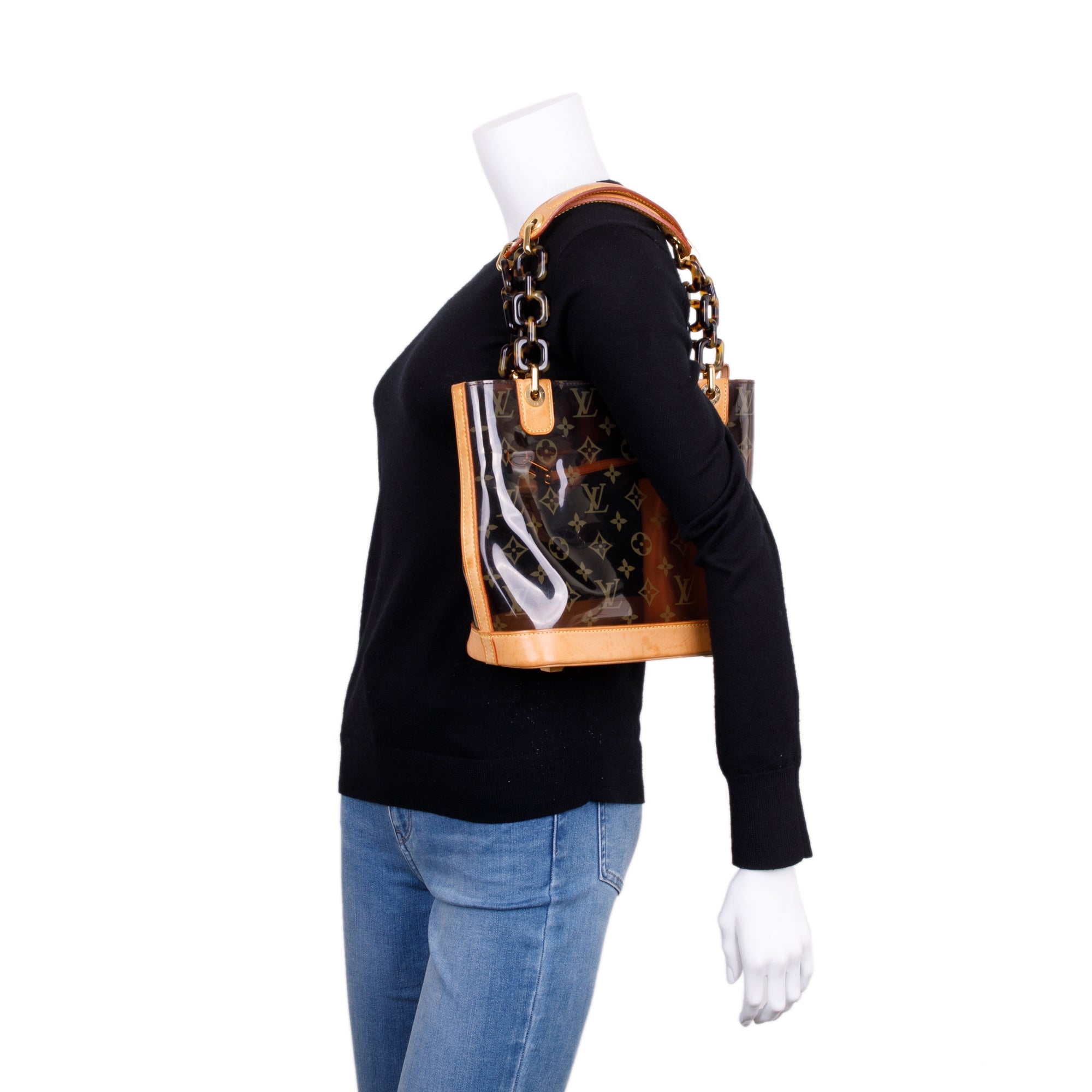 Louis Vuitton Brown Monogram Vinyl Cabas Sac Ambre PM Tote w/ Pouch