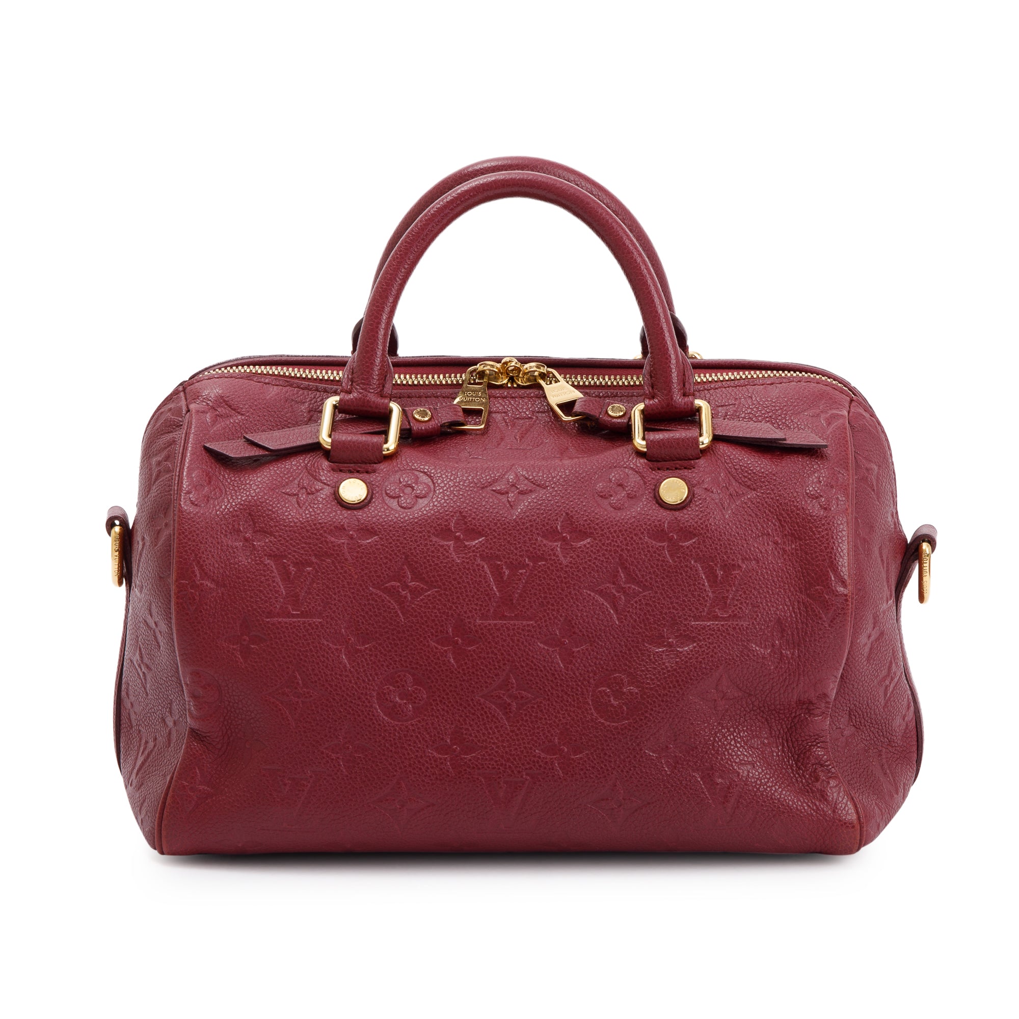 Louis Vuitton Burgundy Monogram Empreinte Leather Speedy Bandouliere 25 w/ Strap