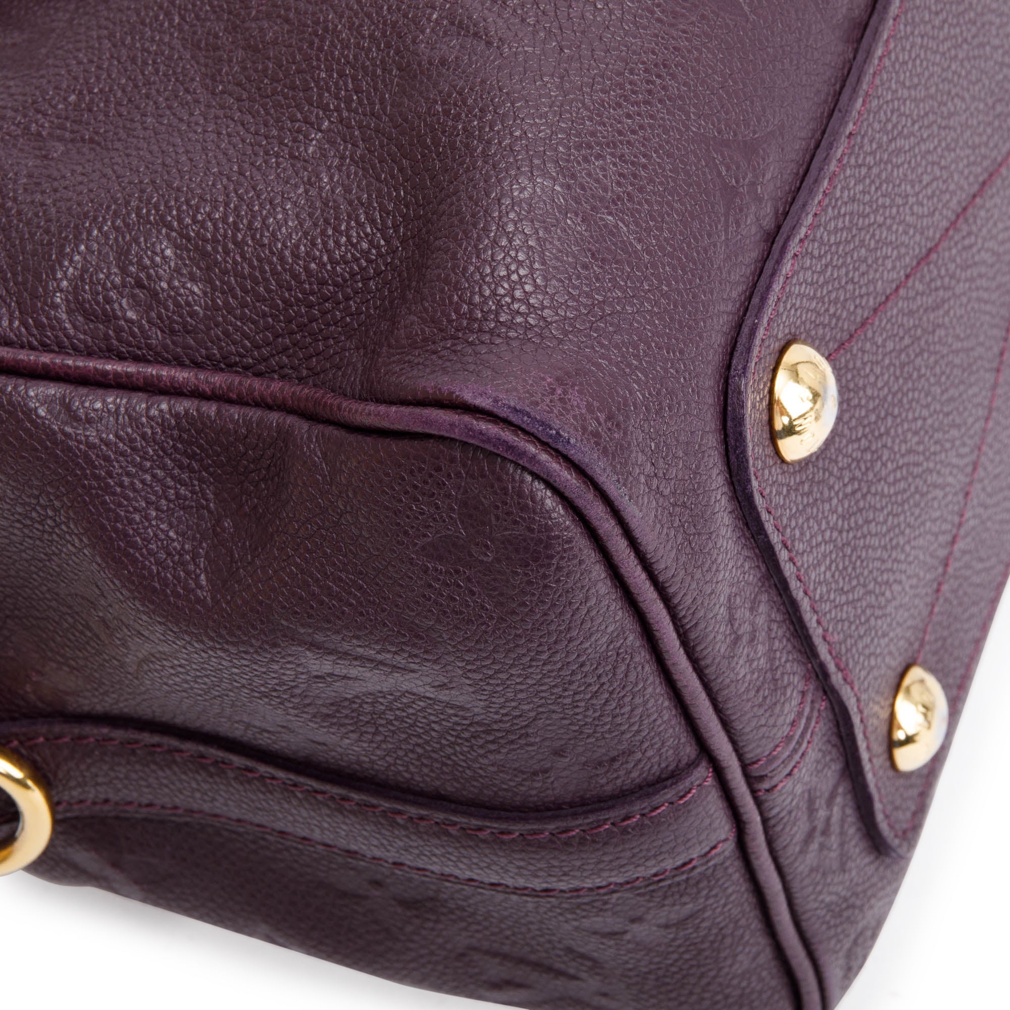 Louis Vuitton Burgundy Monogram Empreinte Leather Speedy Bandouliere 25 w/ Strap