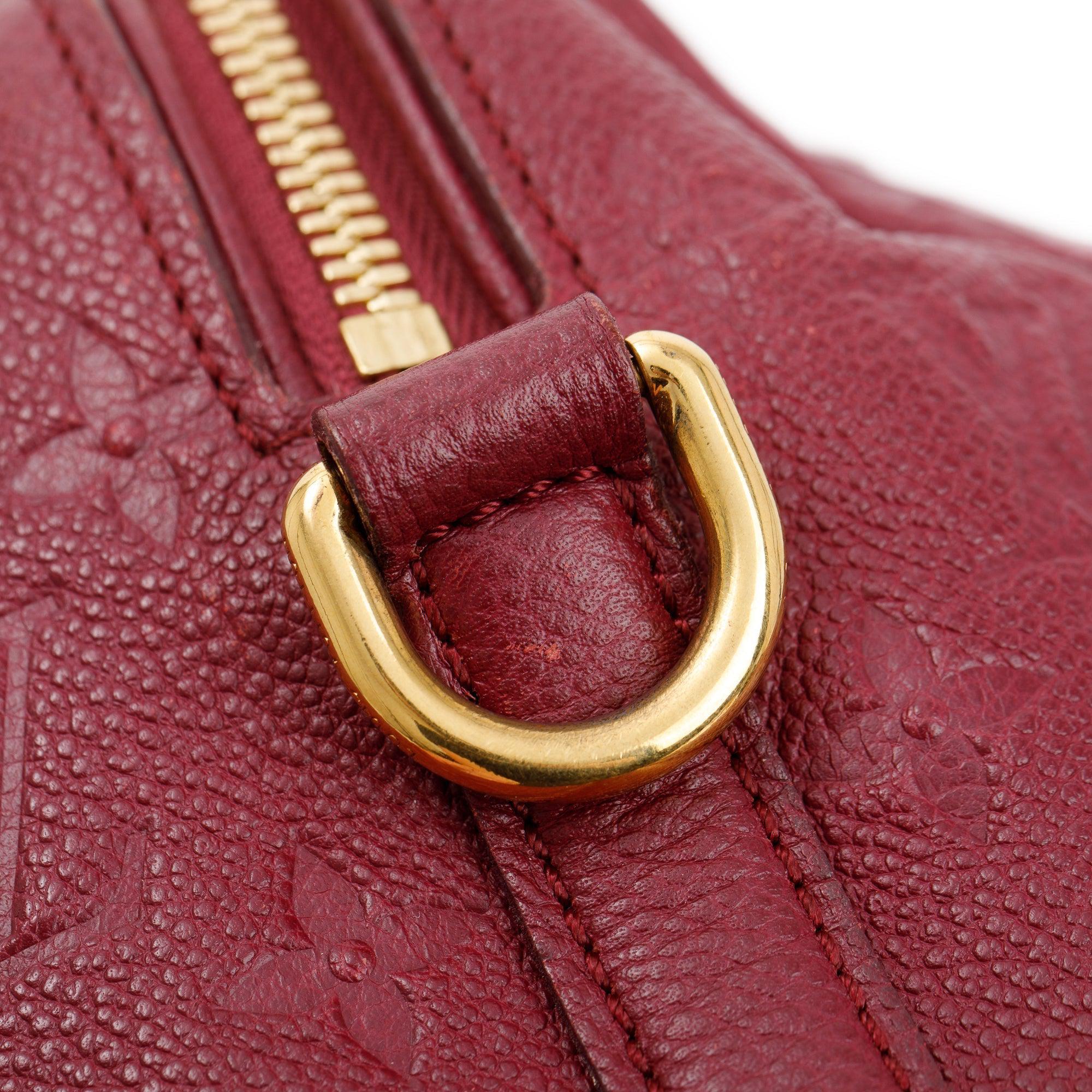 Louis Vuitton Burgundy Monogram Empreinte Leather Speedy Bandouliere 25 w/ Strap