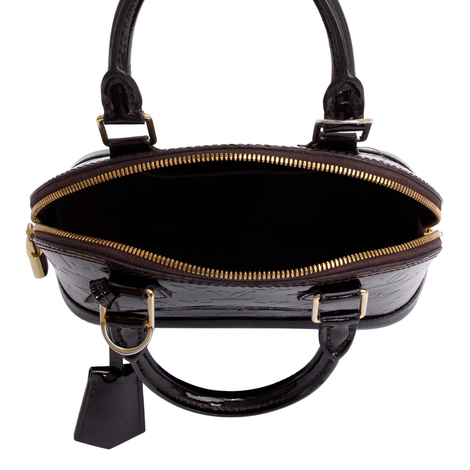 Louis Vuitton Burgundy Monogram Vernis Leather Alma BB w/ Strap