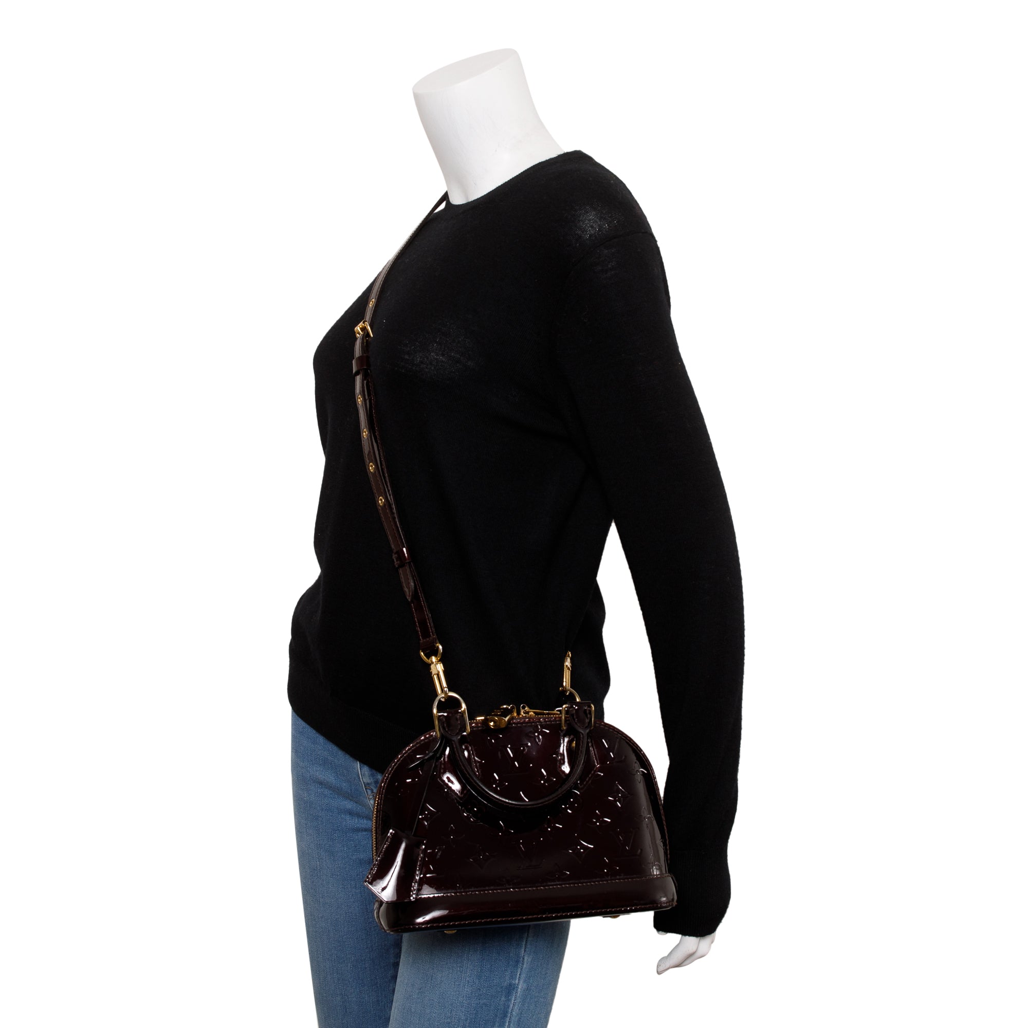 Louis Vuitton Burgundy Monogram Vernis Leather Alma BB w/ Strap