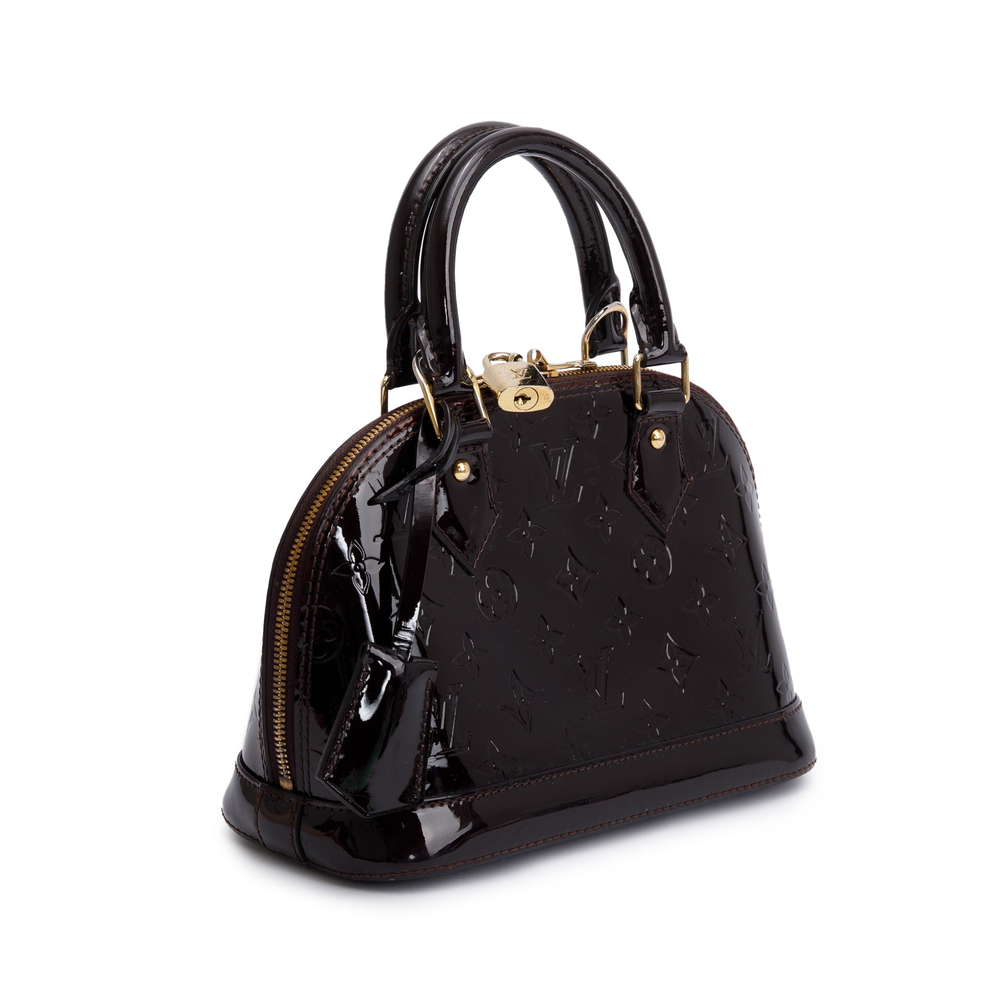 Louis Vuitton Burgundy Monogram Vernis Leather Alma BB w/ Strap