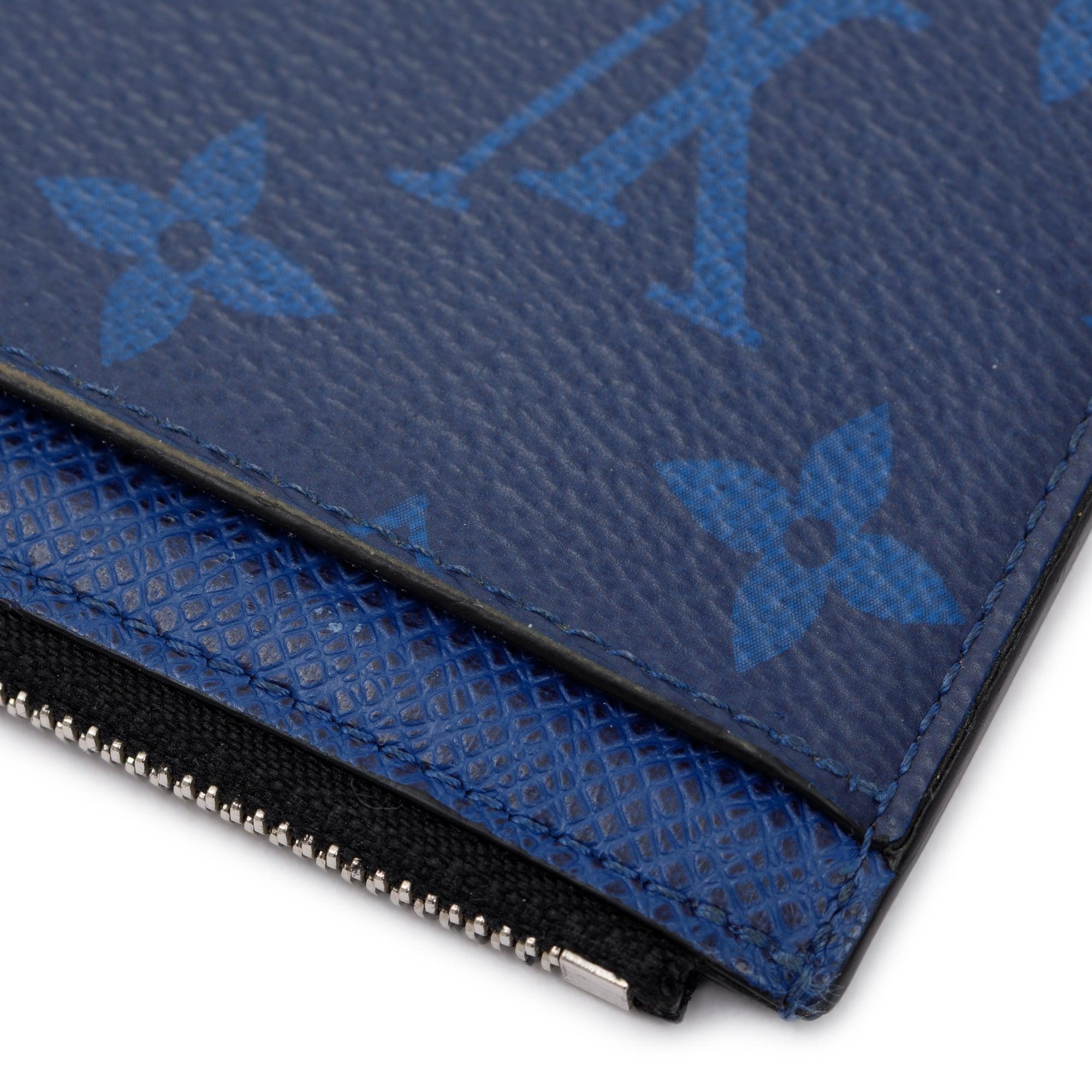 Louis Vuitton Cobalt Blue Taigarama Leather Coin Card Holder