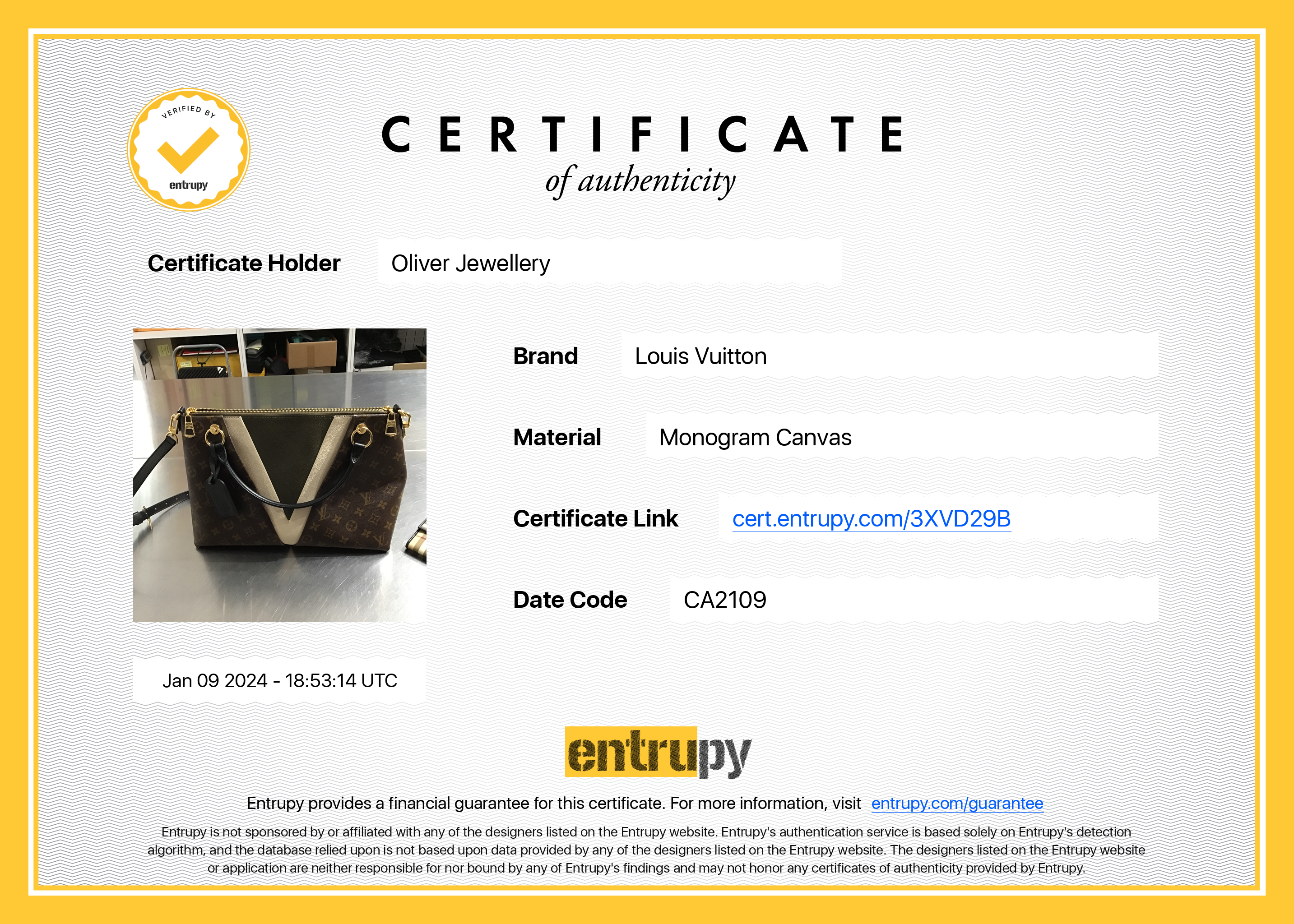 Louis Vuitton Creme & Khaki Leather Monogram V Tote MM w/ Strap