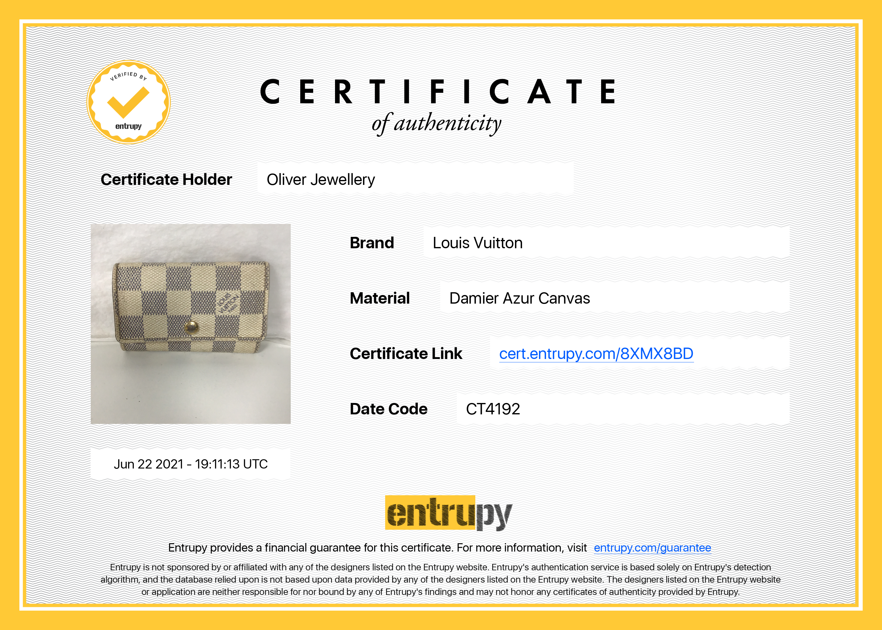 Louis Vuitton Damier Azur 6 Key Holder w/ Box