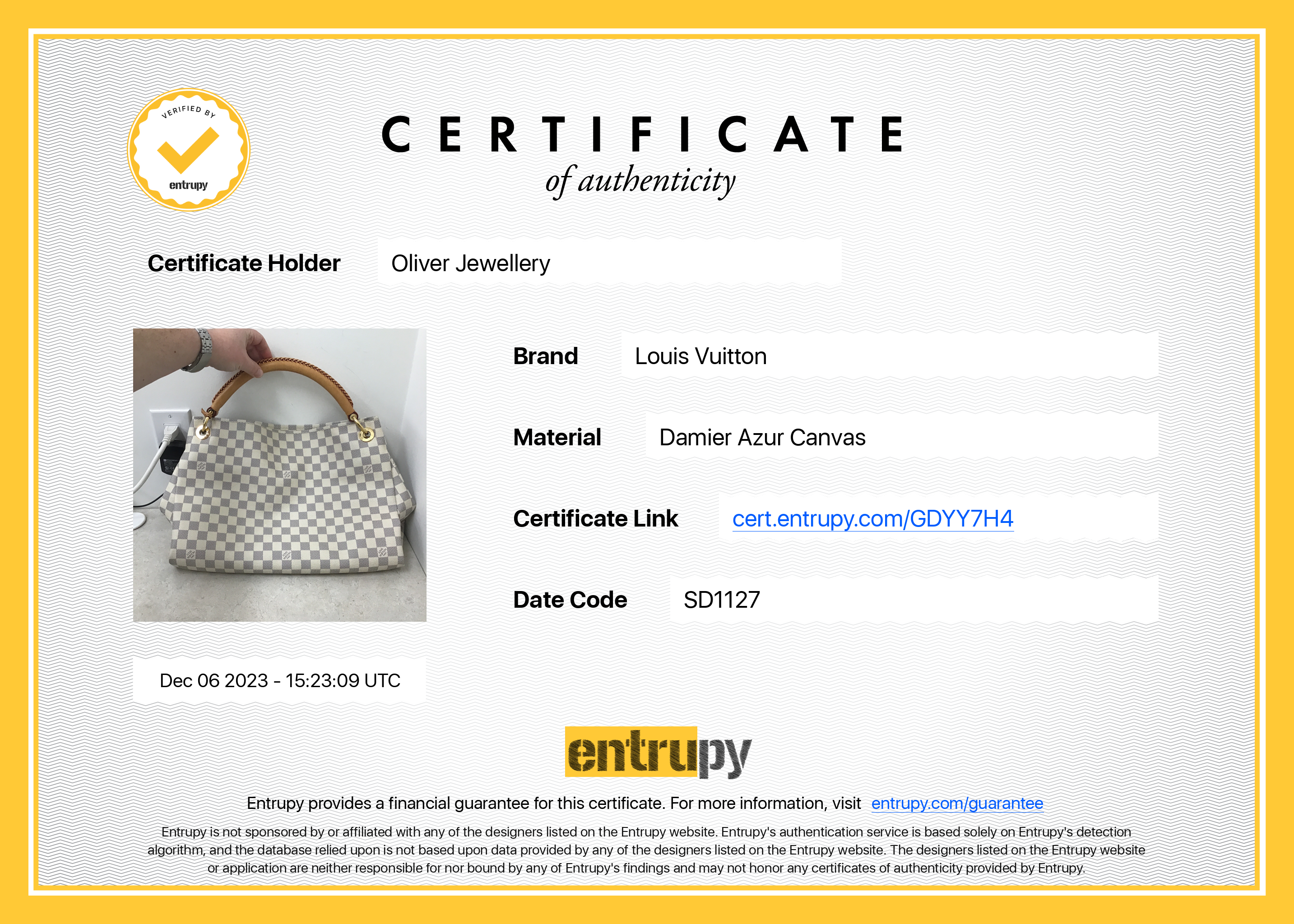 Louis Vuitton Damier Azur Artsy MM / Box & Receipt