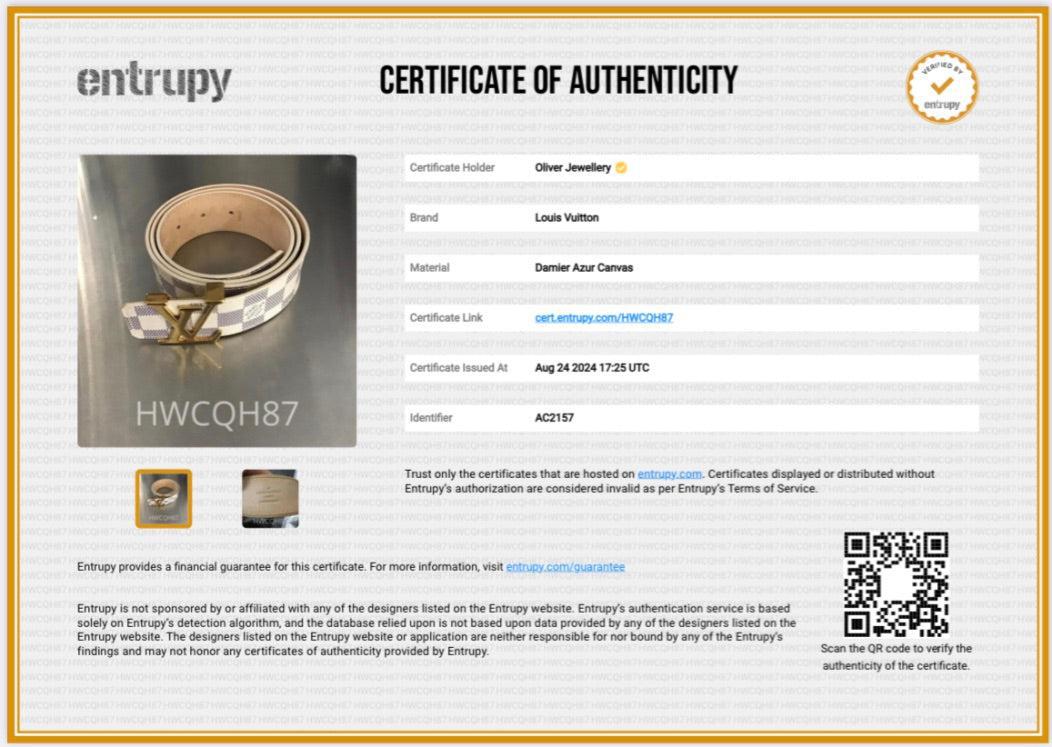 Louis Vuitton Damier Azur Canvas LV Initials 40 MM Belt 90 36