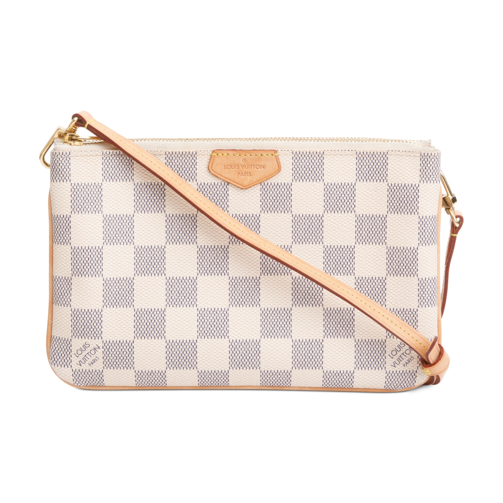 Louis Vuitton Damier Azur Double Zip Pochette w/ Strap