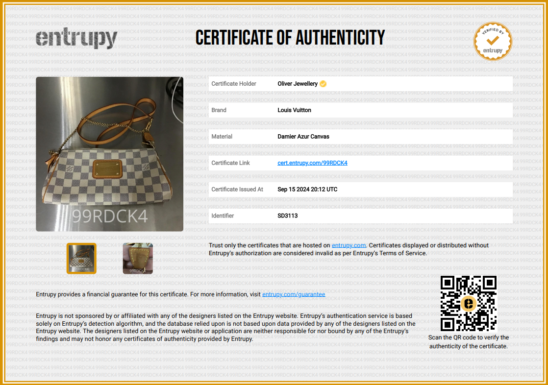 Louis Vuitton Damier Azur Eva Clutch w/ Box & Strap