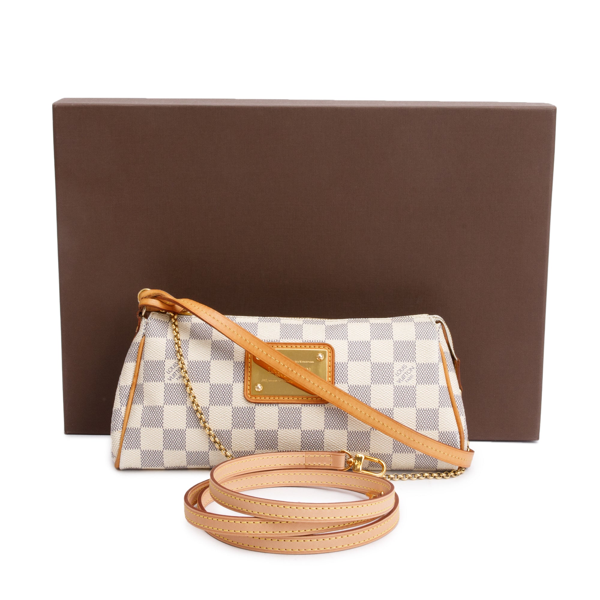 Louis Vuitton Damier Azur Eva Clutch w/ Box & Strap