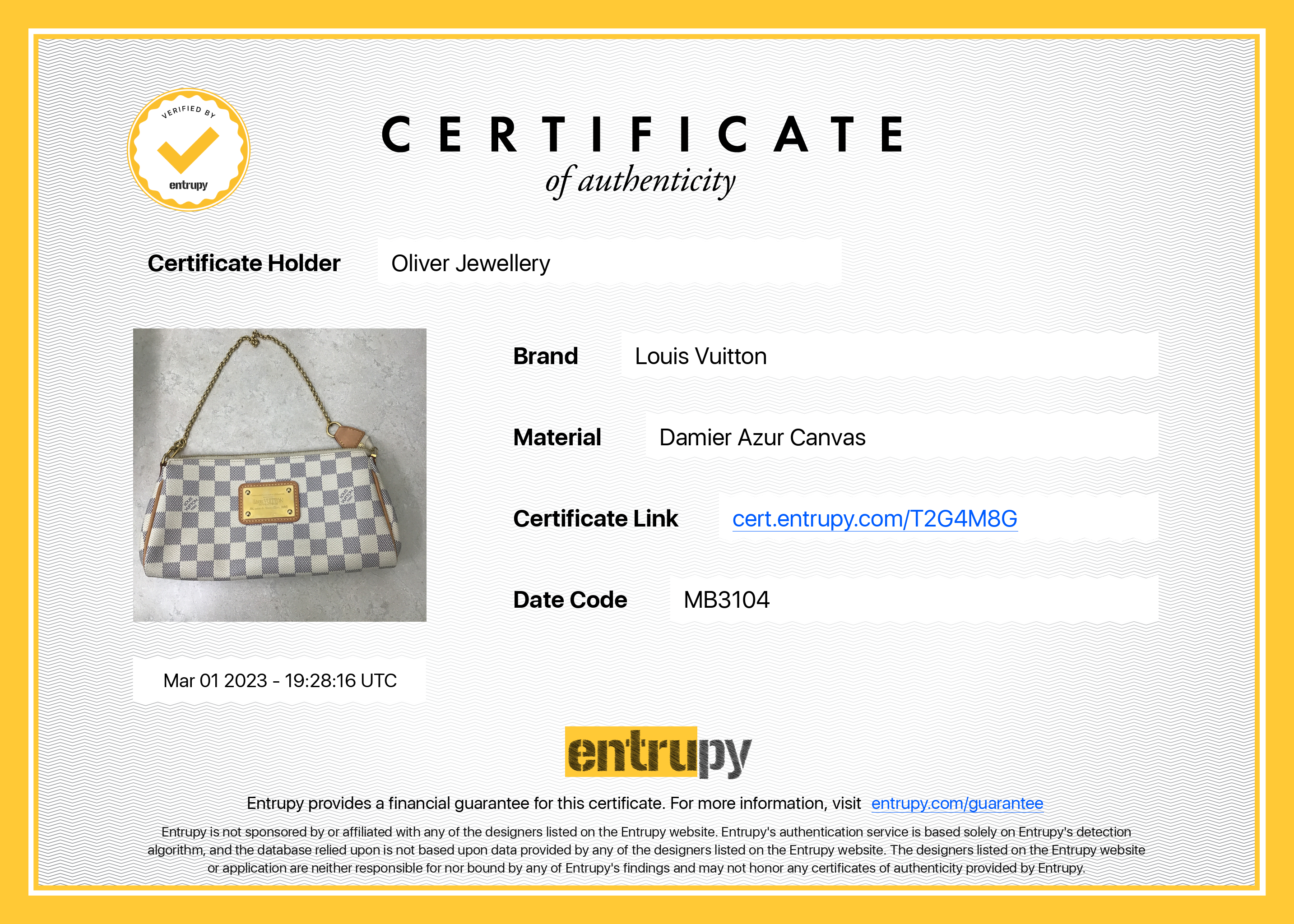 Louis Vuitton Damier Azur Eva Clutch w/ Strap & Box