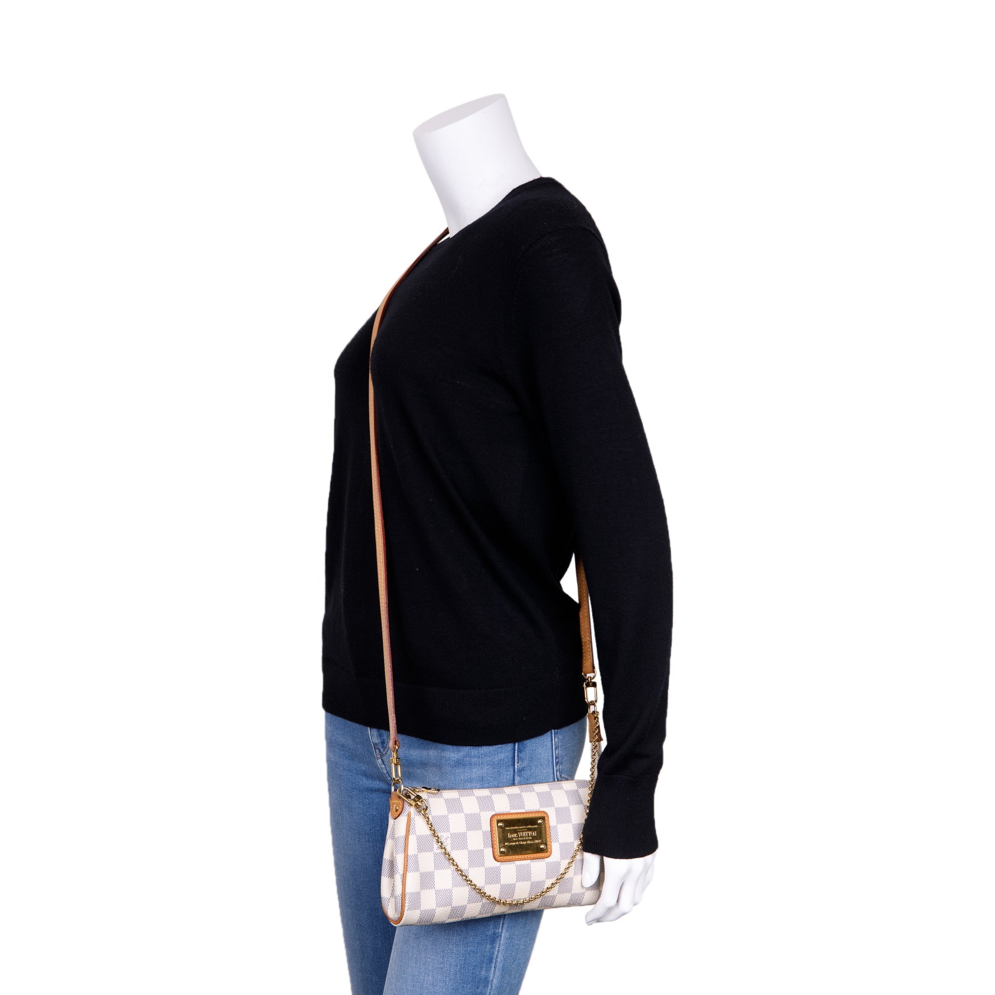 Louis Vuitton Damier Azur Eva Clutch w/ Straps & Box