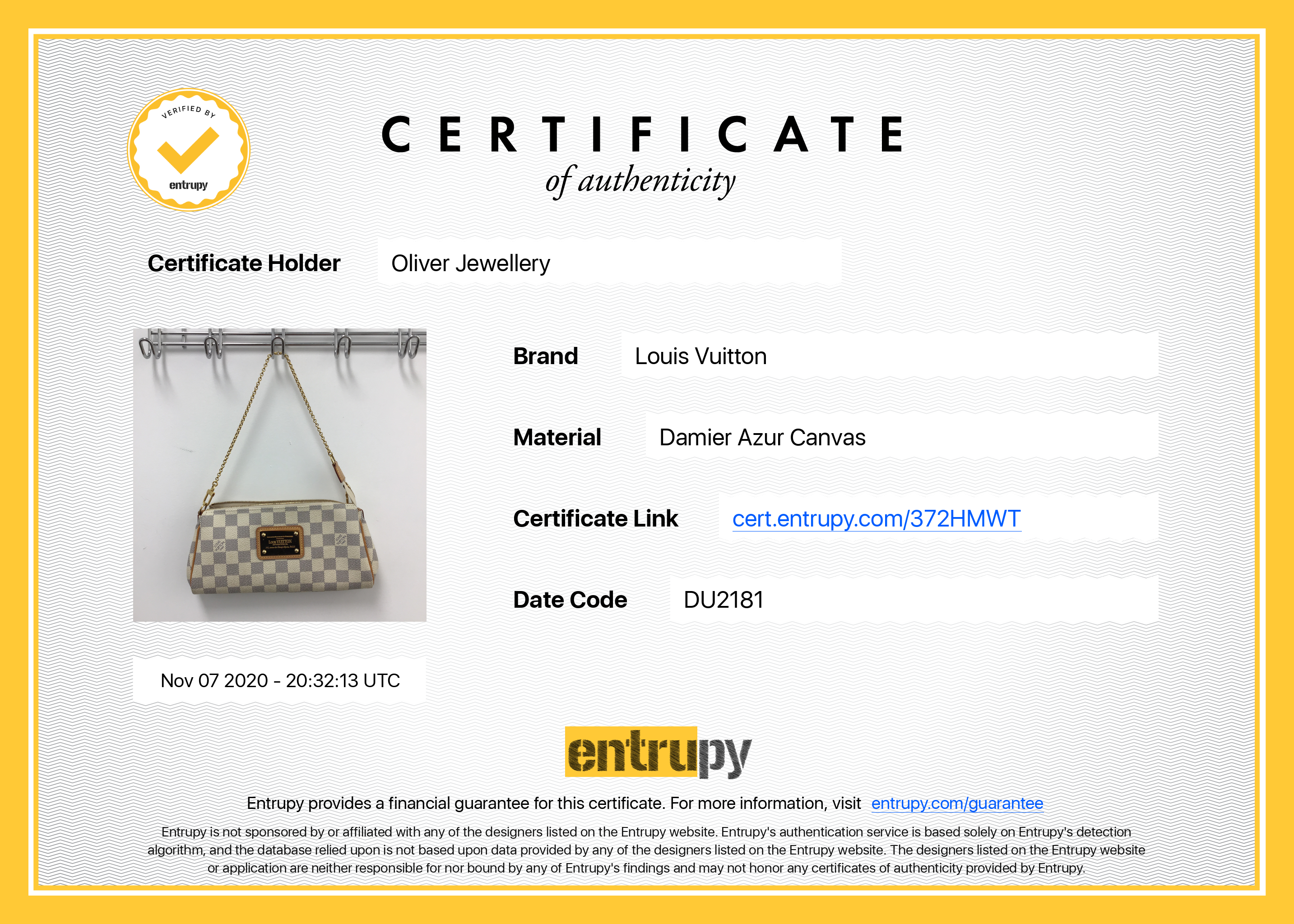 Louis Vuitton Damier Azur Eva Clutch with Strap