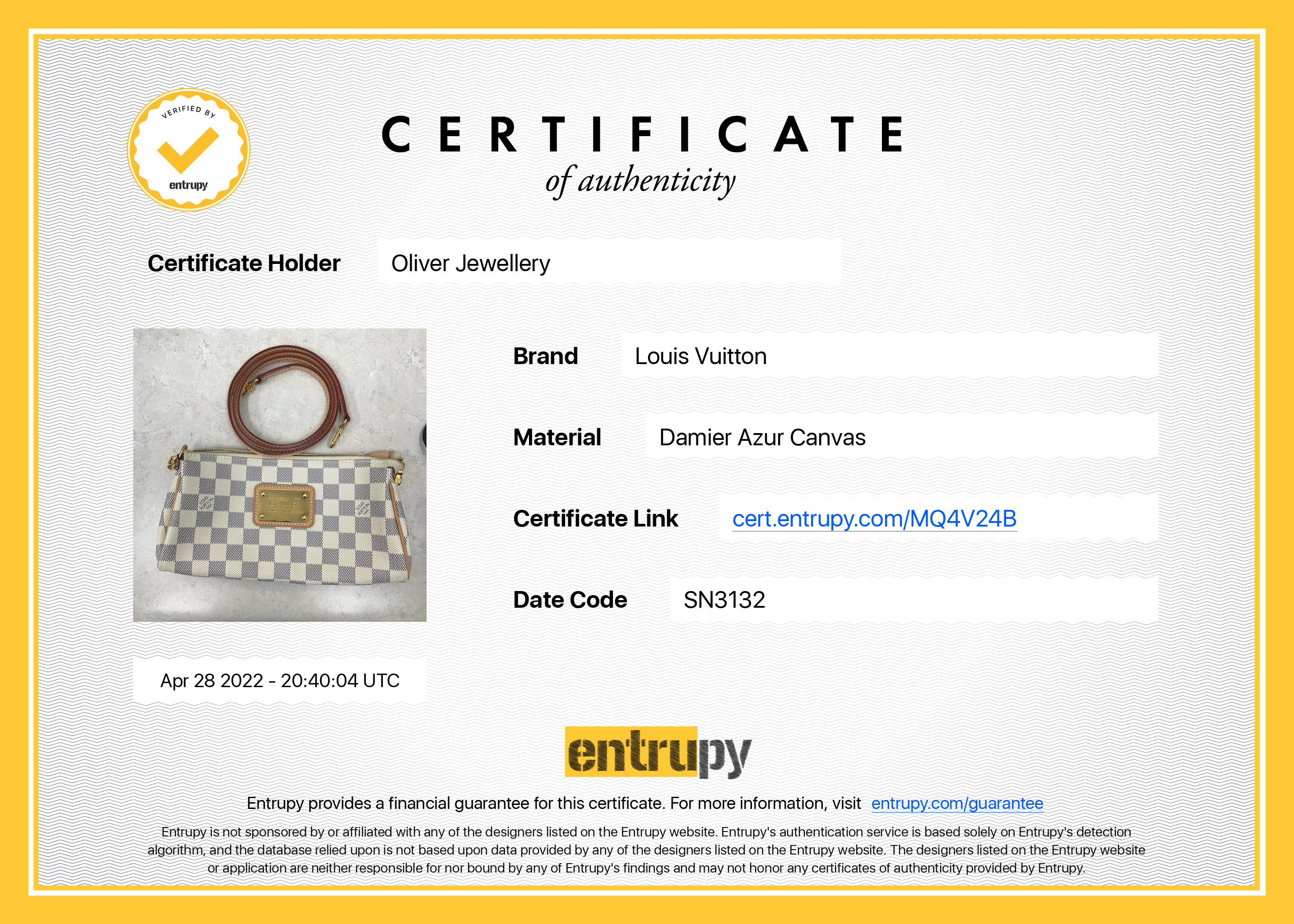 Louis Vuitton Damier Azur Eva Clutch with Strap