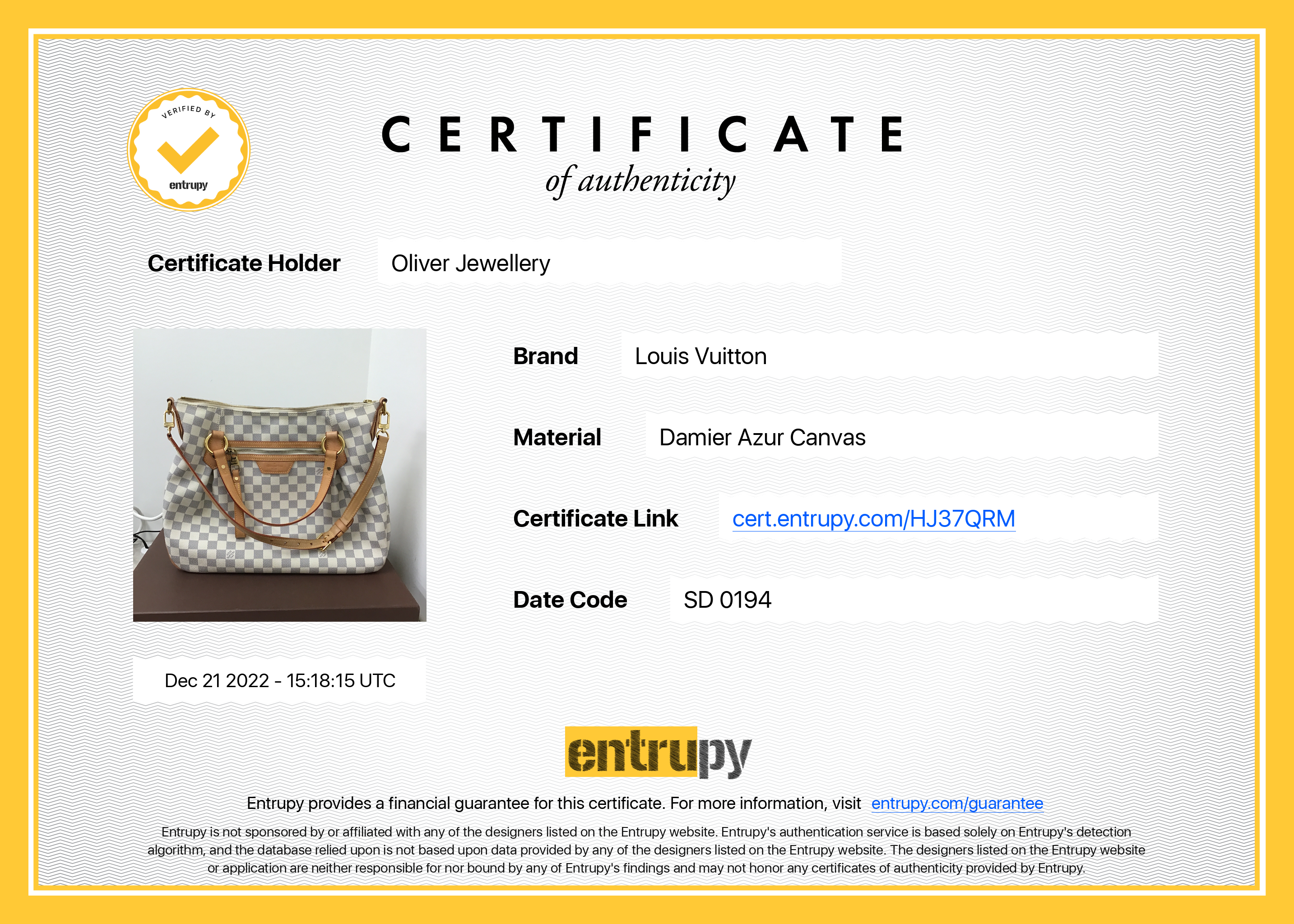 Louis Vuitton Damier Azur Evora MM w/ Box