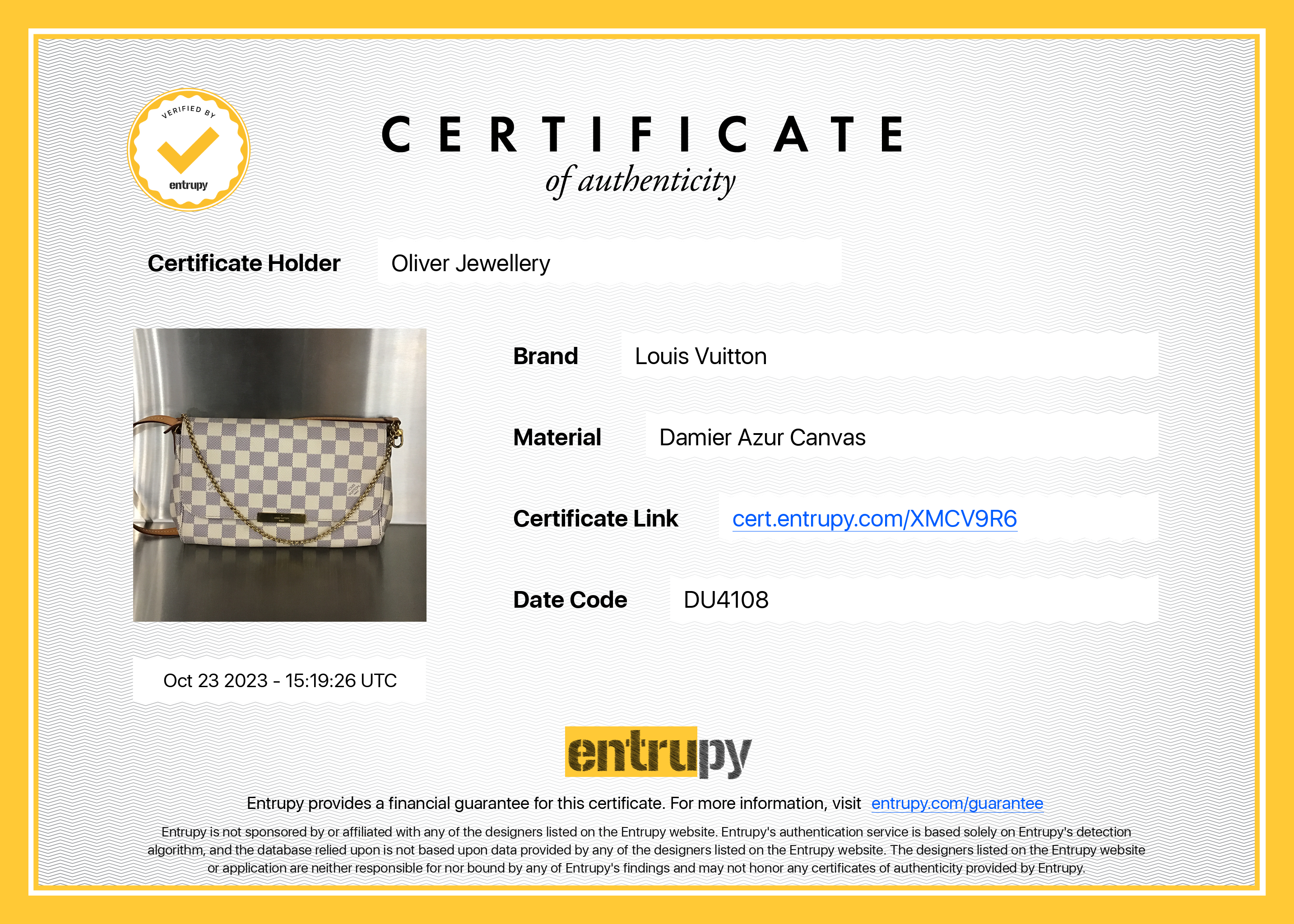 Louis Vuitton Damier Azur Favorite MM w/ Straps