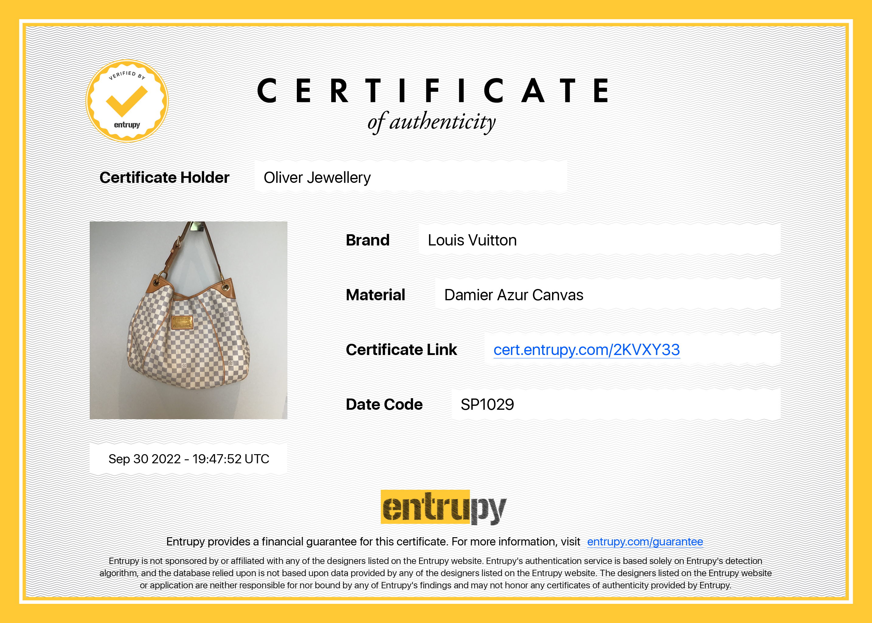 Louis Vuitton Damier Azur Galleria GM