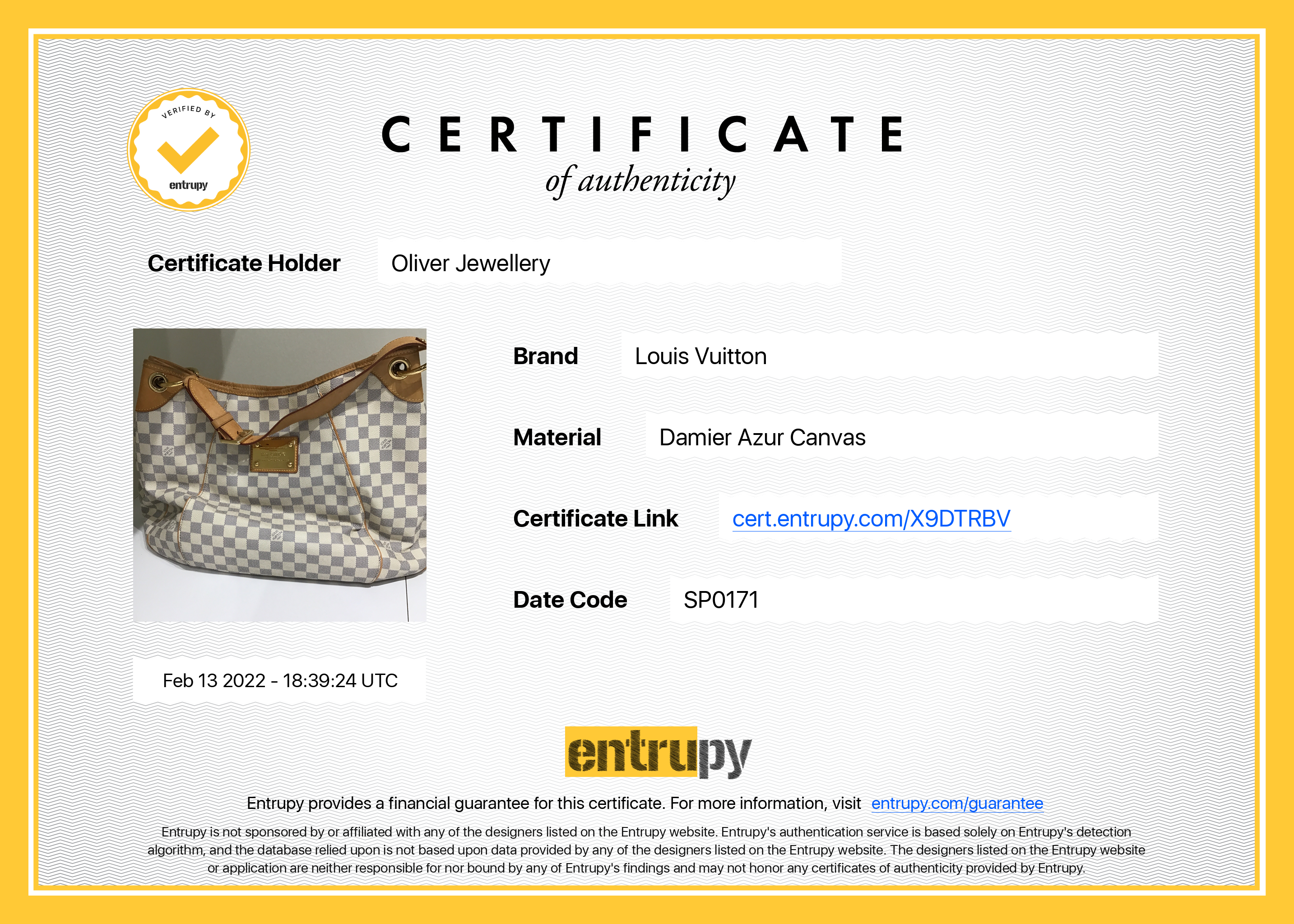 Louis Vuitton Damier Azur Galleria GM