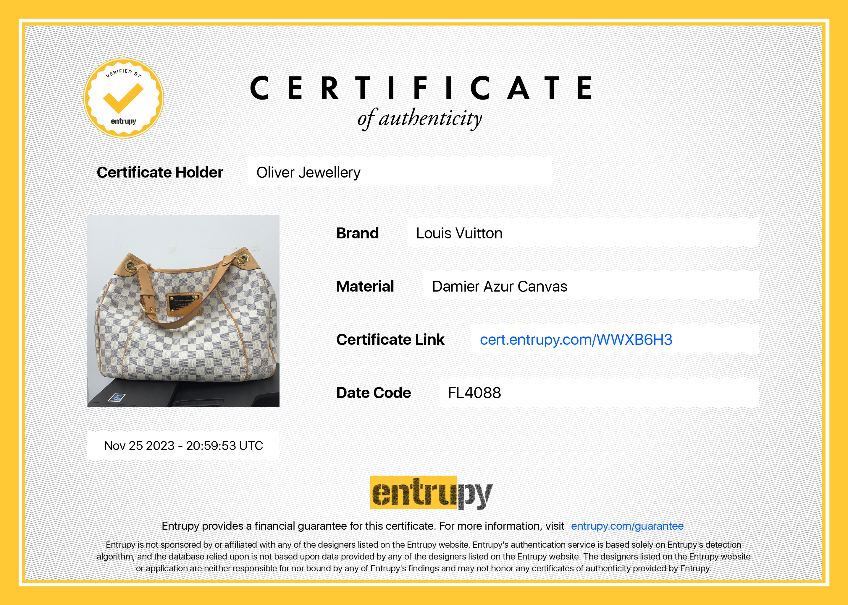 Louis Vuitton Damier Azur Galliera PM w/ Box