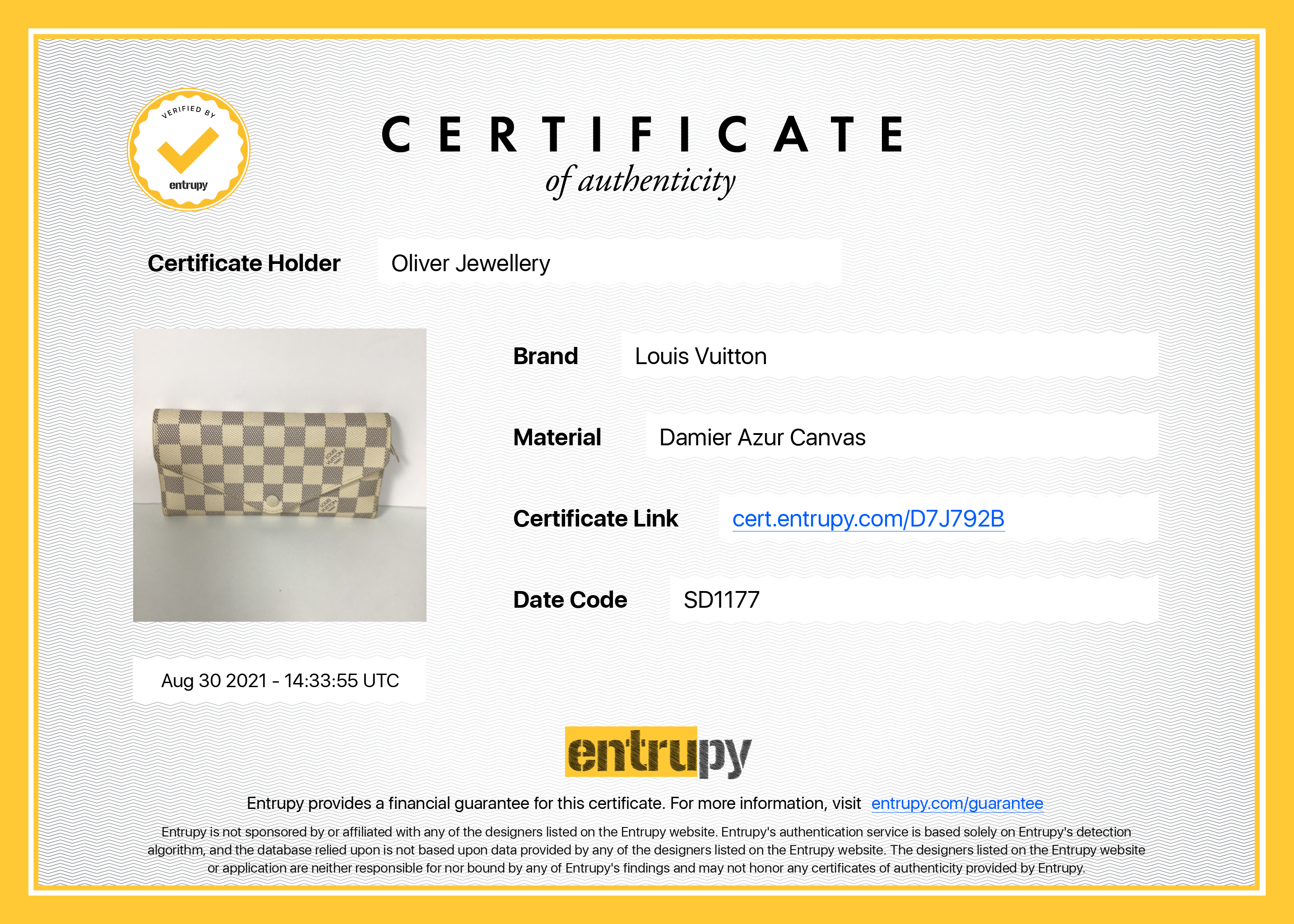 Louis Vuitton Damier Azur Josephine Wallet