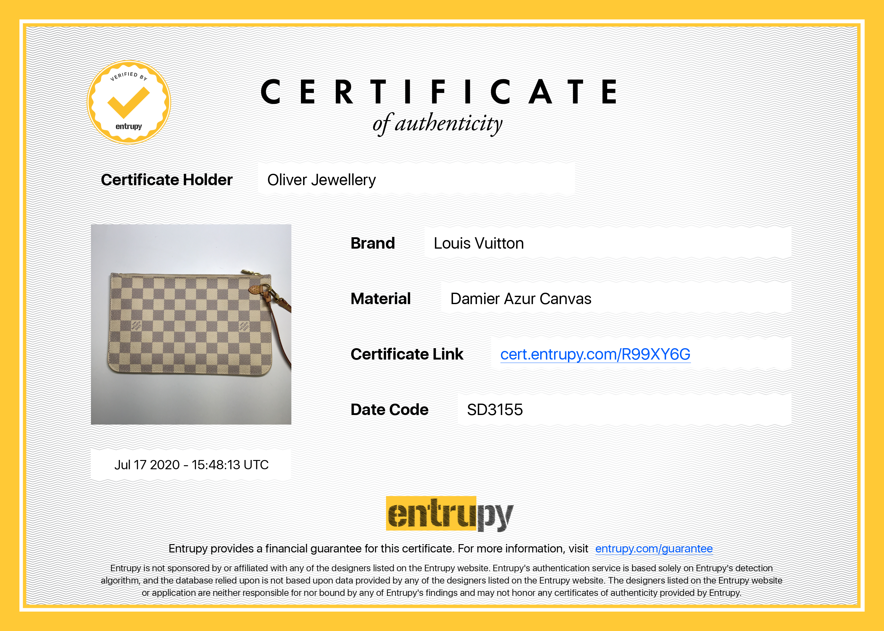 Louis Vuitton Damier Azur Neverfull Pochette
