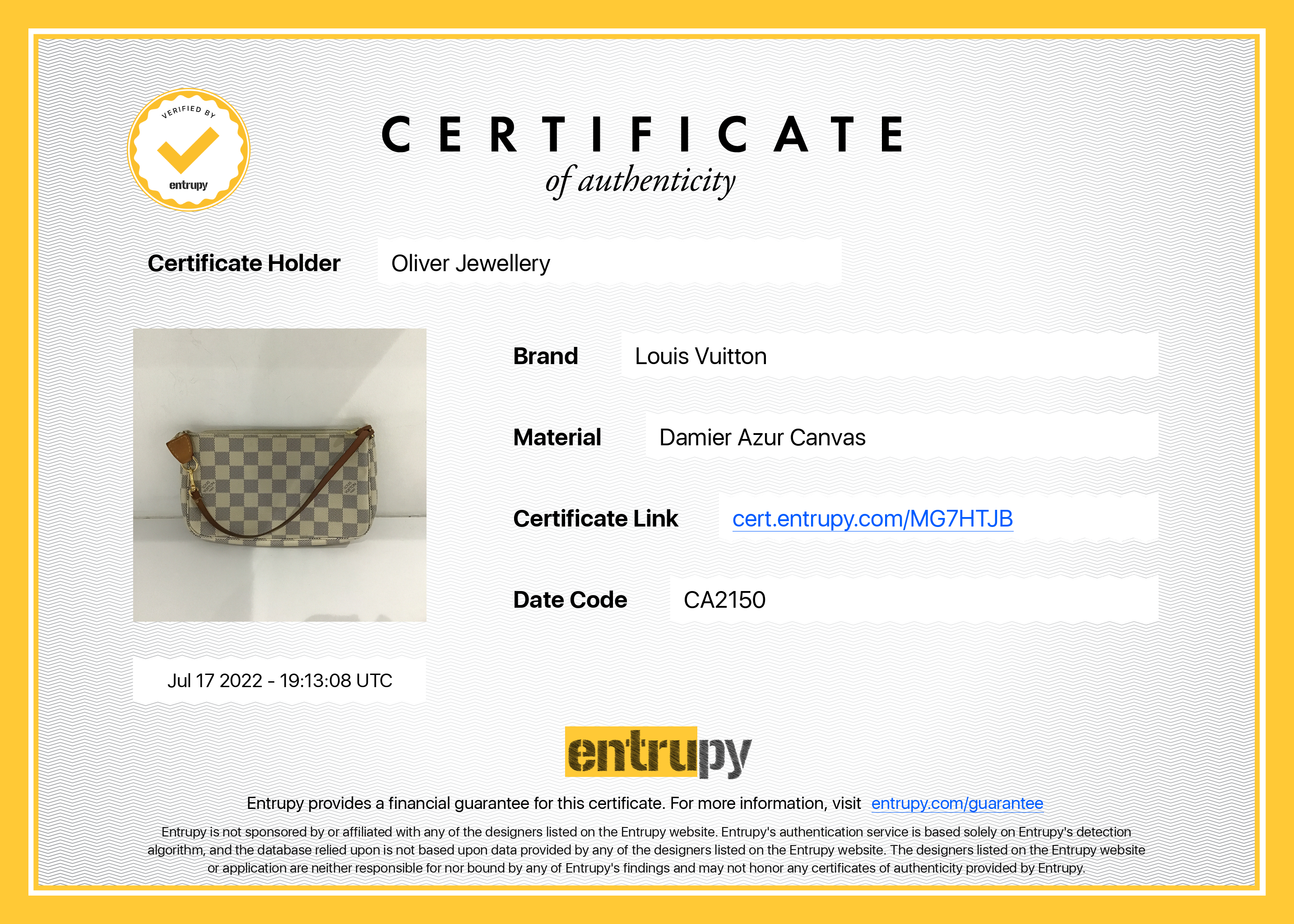 Louis Vuitton Damier Azur Pochette Accessories