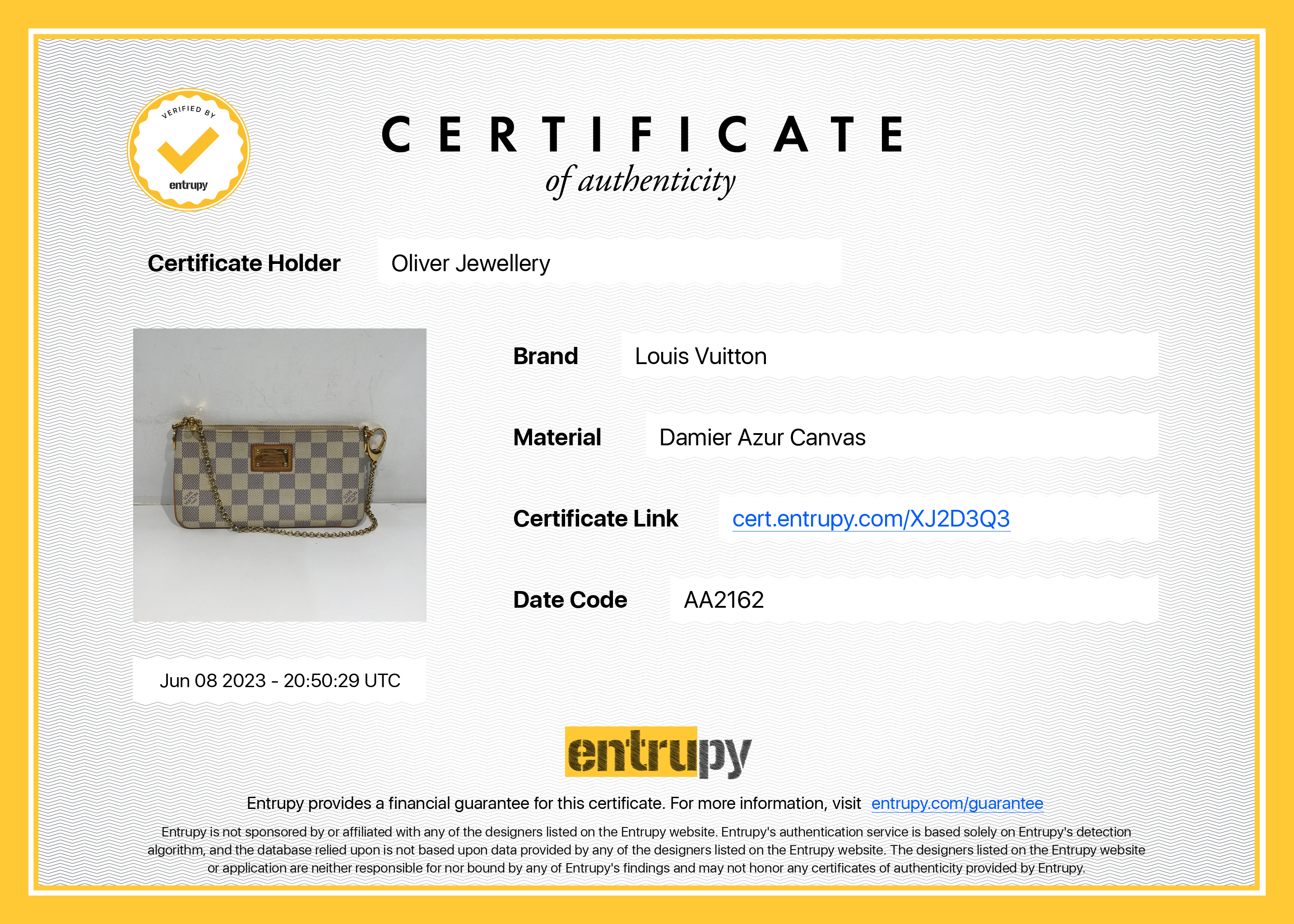 Louis Vuitton Damier Azur Pochette Milla MM