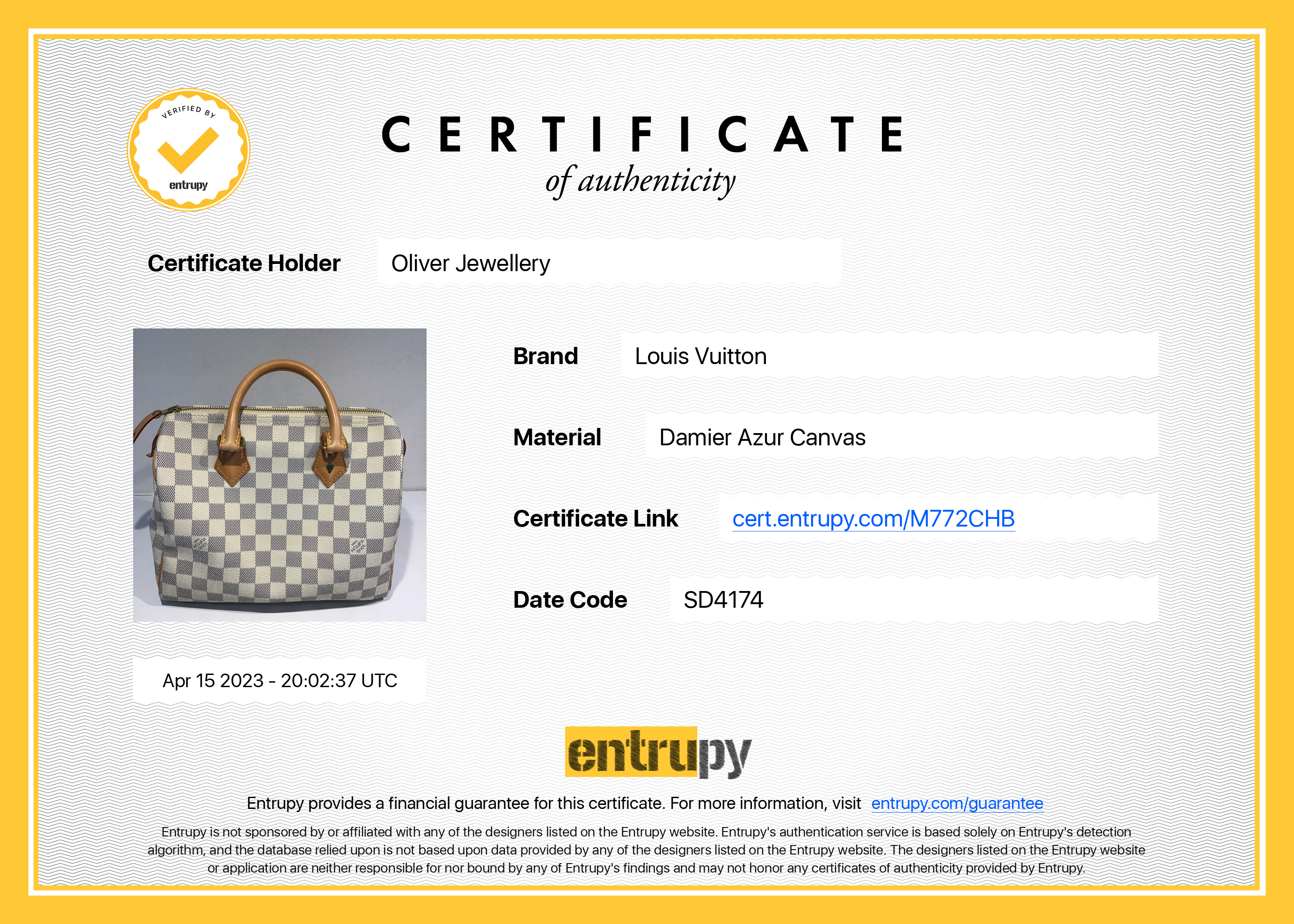 Louis Vuitton Damier Azur Speedy 25