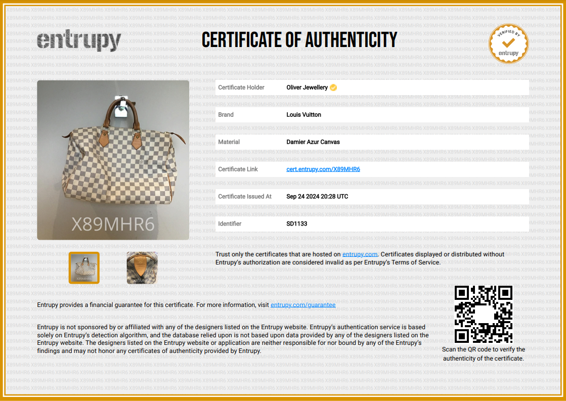 Louis Vuitton Damier Azur Speedy 35