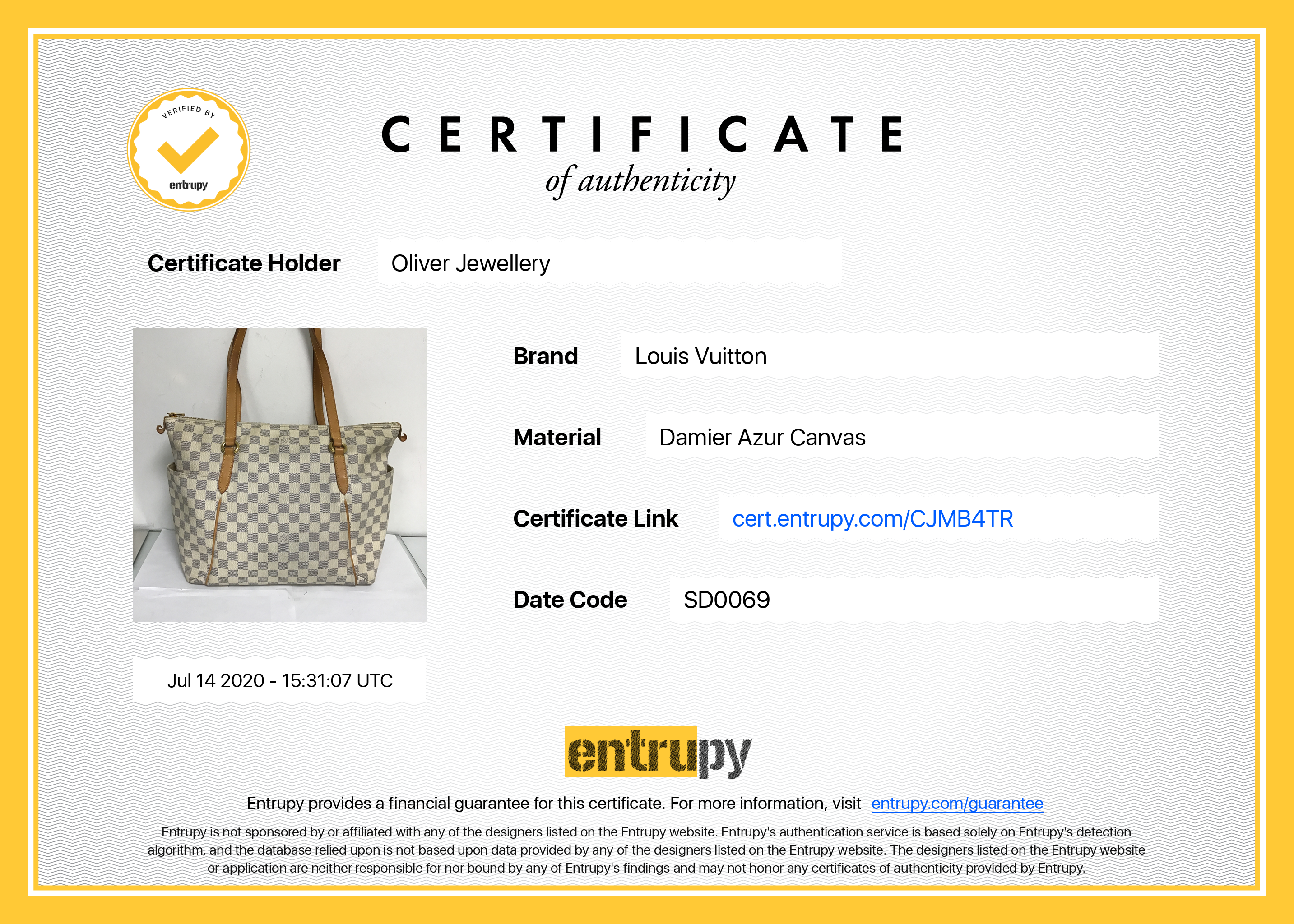 Louis Vuitton Damier Azur Totally MM