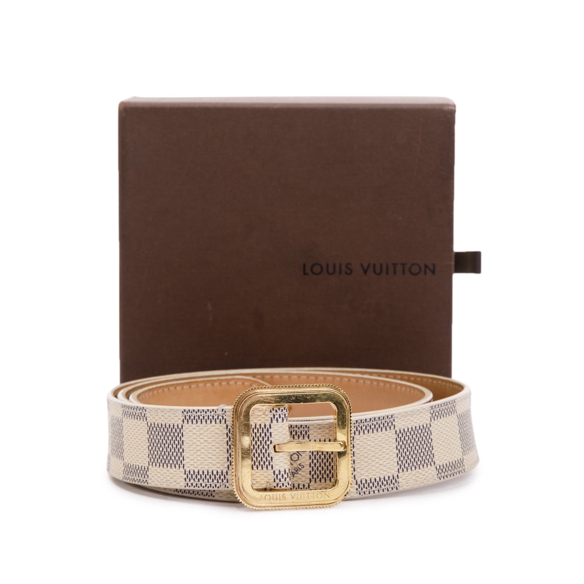 Louis Vuitton Damier Azur Tresor 30MM Belt, Size 85 34 w/ Box