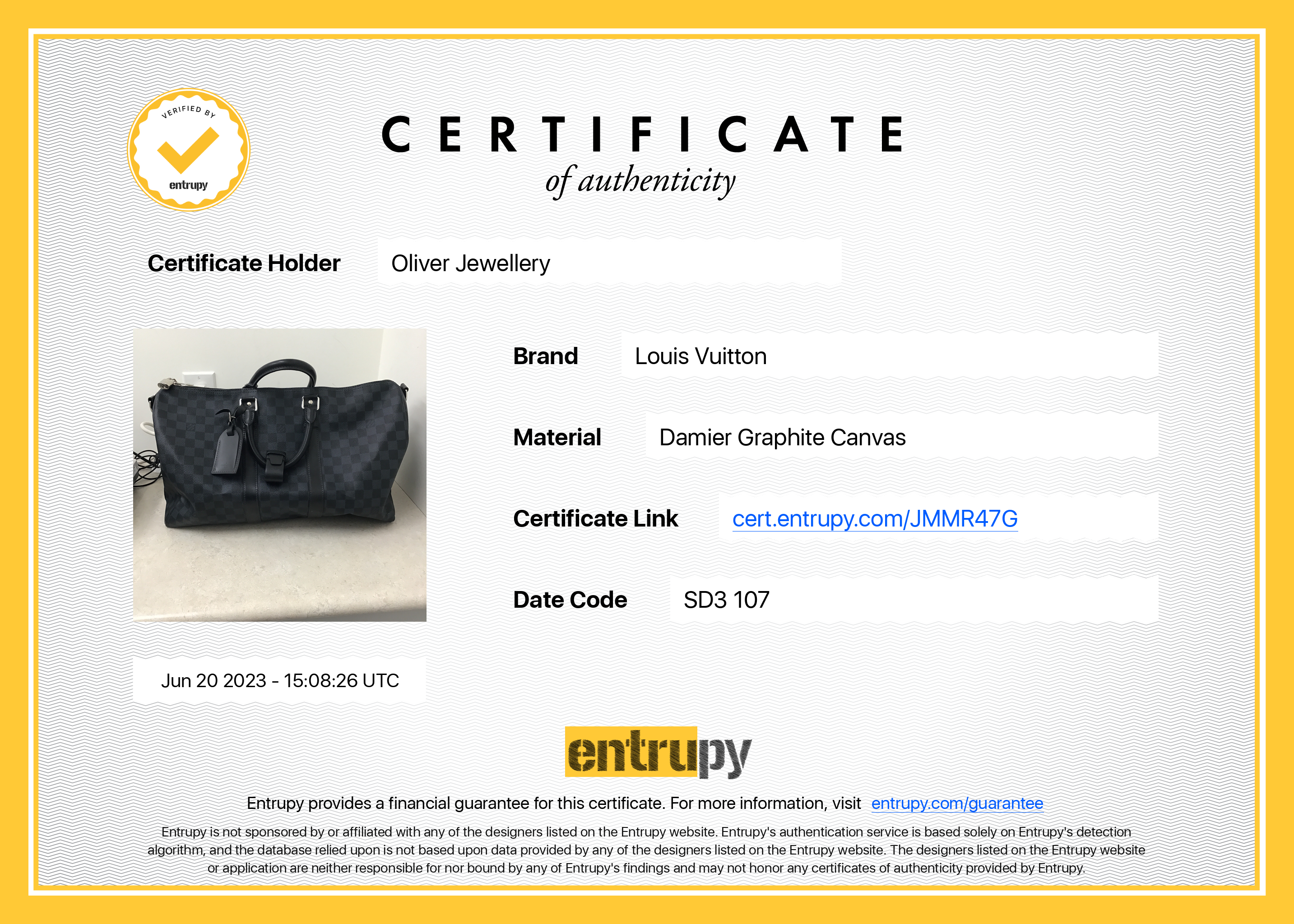 Louis Vuitton Damier Cobalt Keepall Bandouliere 45